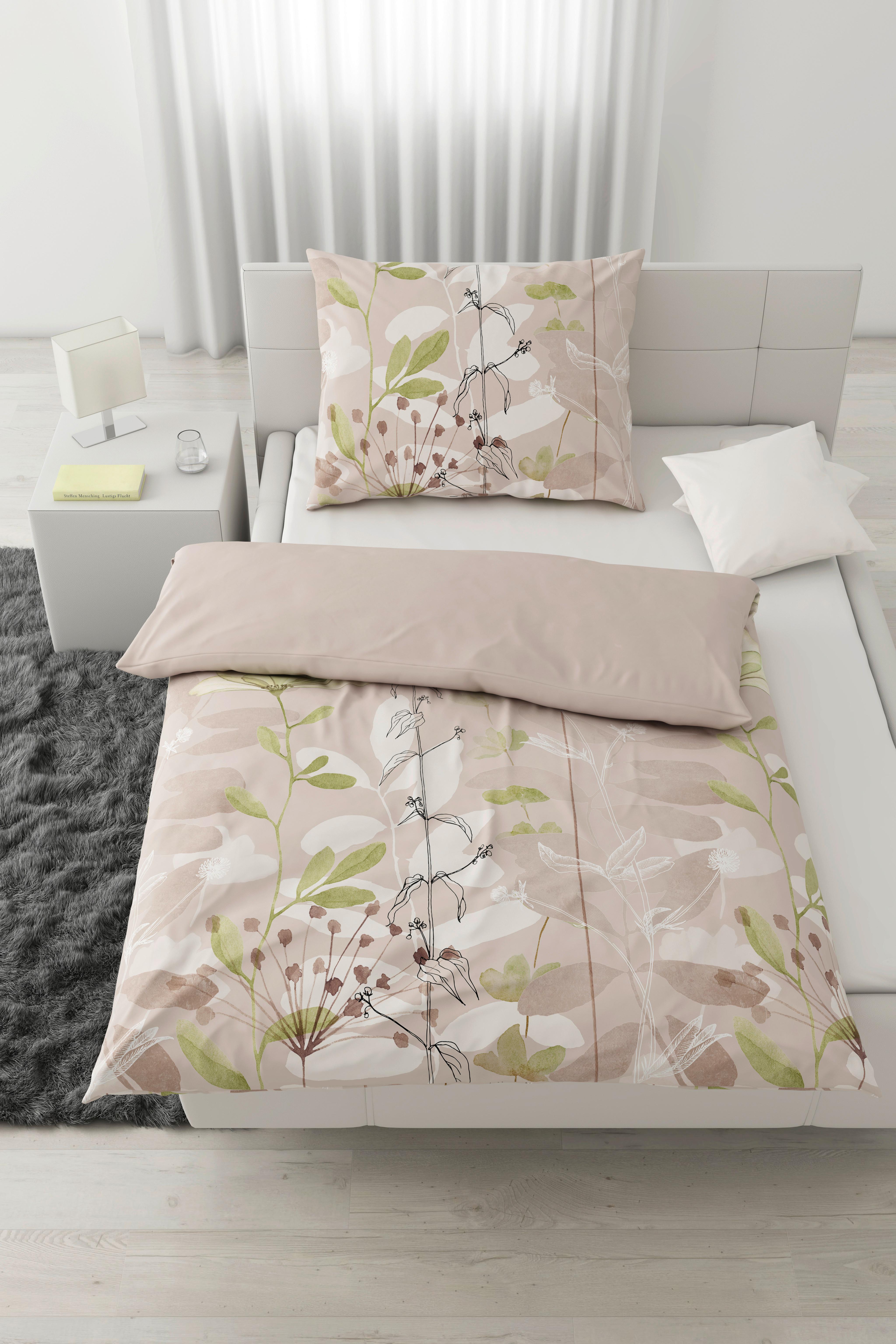 Posteľná bielizeň Loala, 70/90 140/200cm - zelená/béžová, Romantik / Landhaus, textil (140/200cm) - Mömax