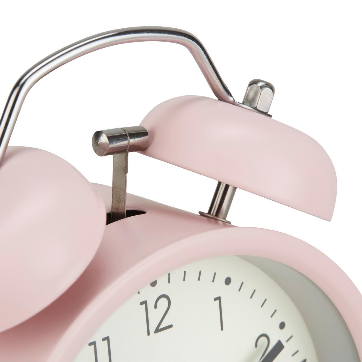 Wecker Alexiana Vintage-Look, H: 13 cm - Hellrosa/Schwarz, Basics, Glas/Papier (9,8/13/5,5cm) - Luca Bessoni