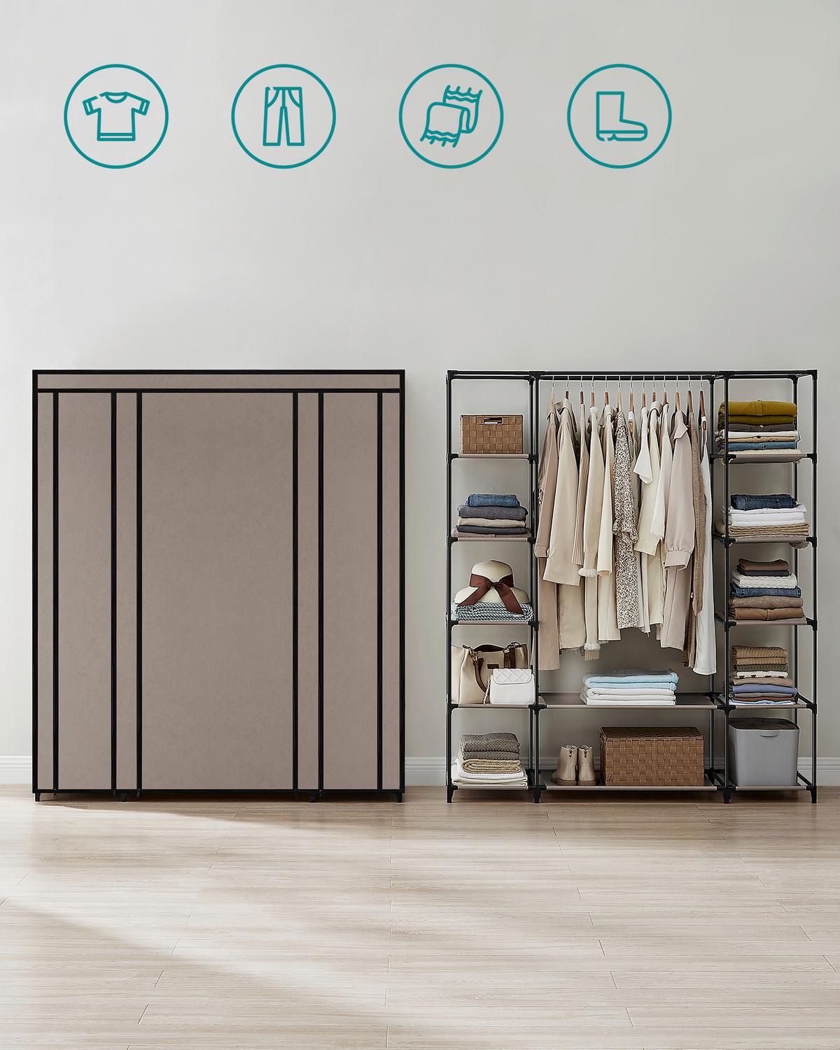 Stoffschrank Taupe B: 150cm - Taupe, Basics, Kunststoff/Textil (150/175/45cm)