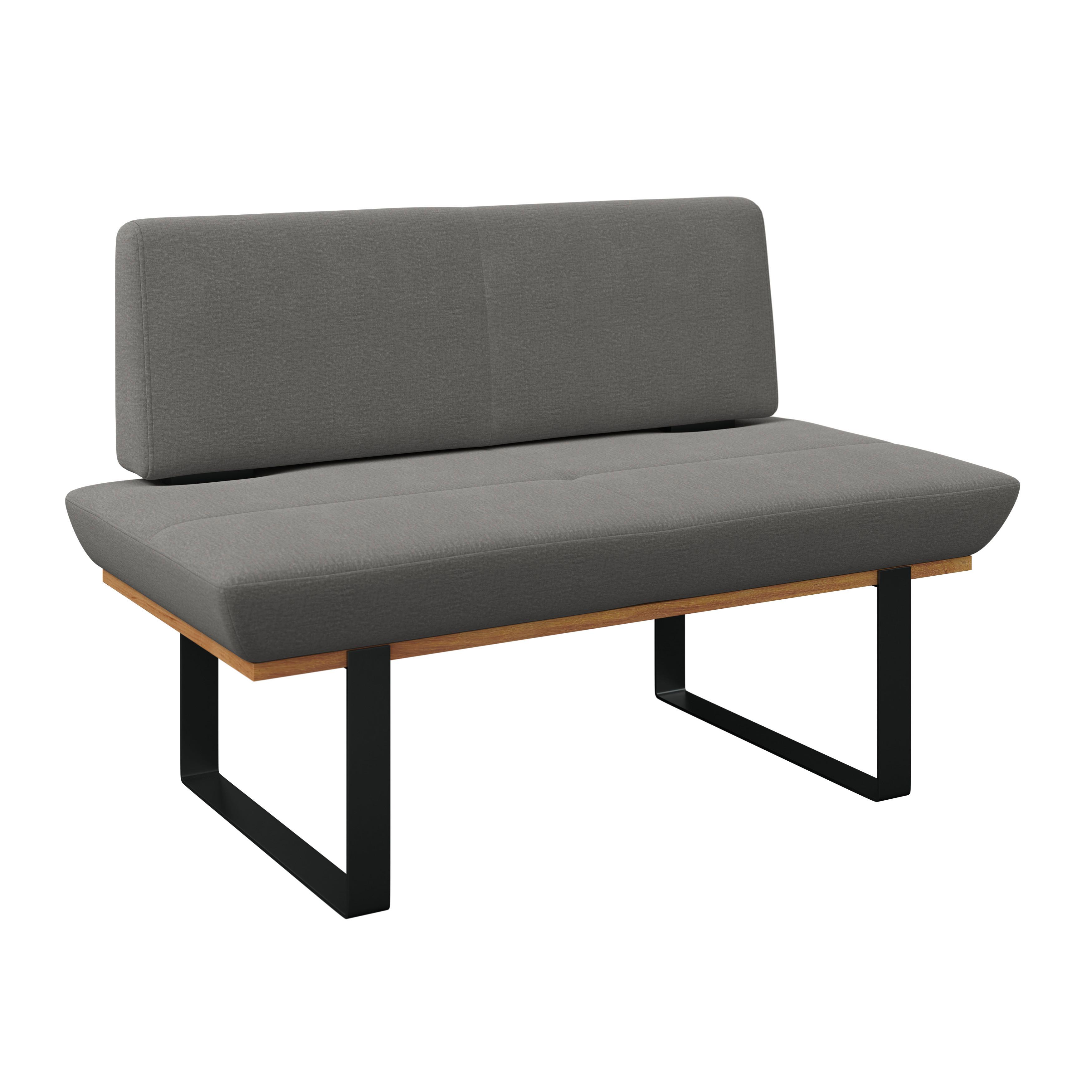 Sitzbank Tristan Webstoff grau, B: 130cm - Schwarz/Grau, MODERN, Holz/Textil (130/48/90cm) - James Wood