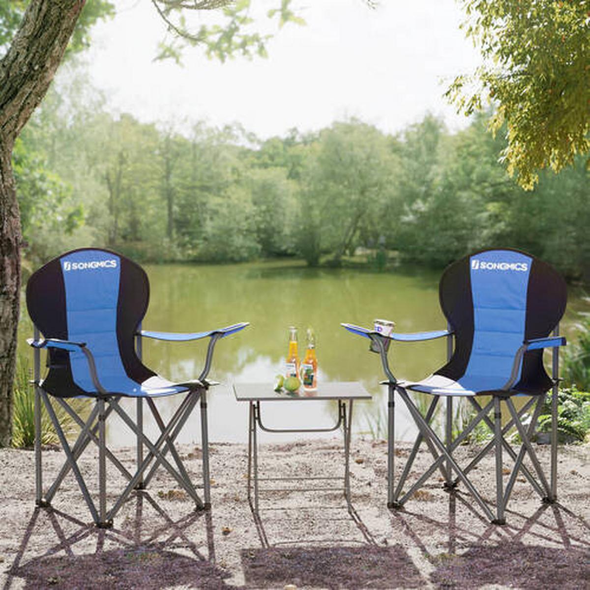 Campingsessel Blau Schwarz Inkl. Tragetasche, B: 90 Cm - Blau/Silberfarben, Basics, Textil/Metall (90/102/55cm) - Modante