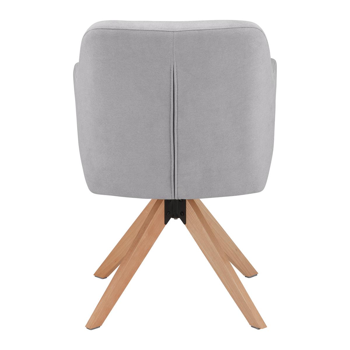 Zamatová stolička Lucita, otočná, nohy drevo - sivá/prírodná farba, Modern, kov/drevo (59/88/60cm) - Bessagi Home