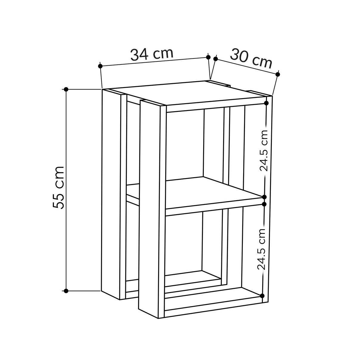 Nachttisch Lonie - Eichefarben, Design, Holzwerkstoff (34/55/30cm) - Livetastic