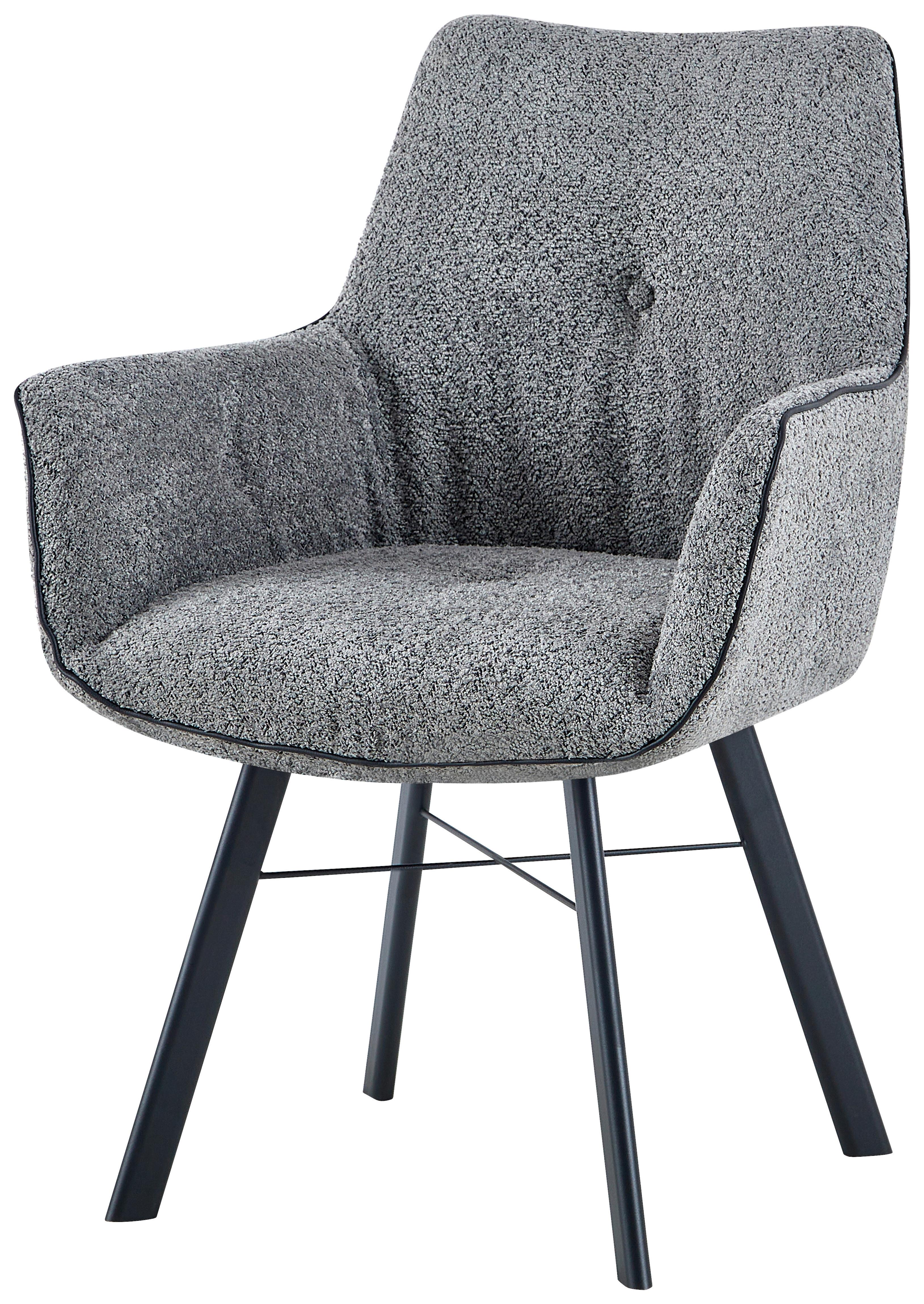 Armlehnstuhl Allie 125 Grau - Grau, Design, Textil/Metall (64/91/61cm) - Kayoom