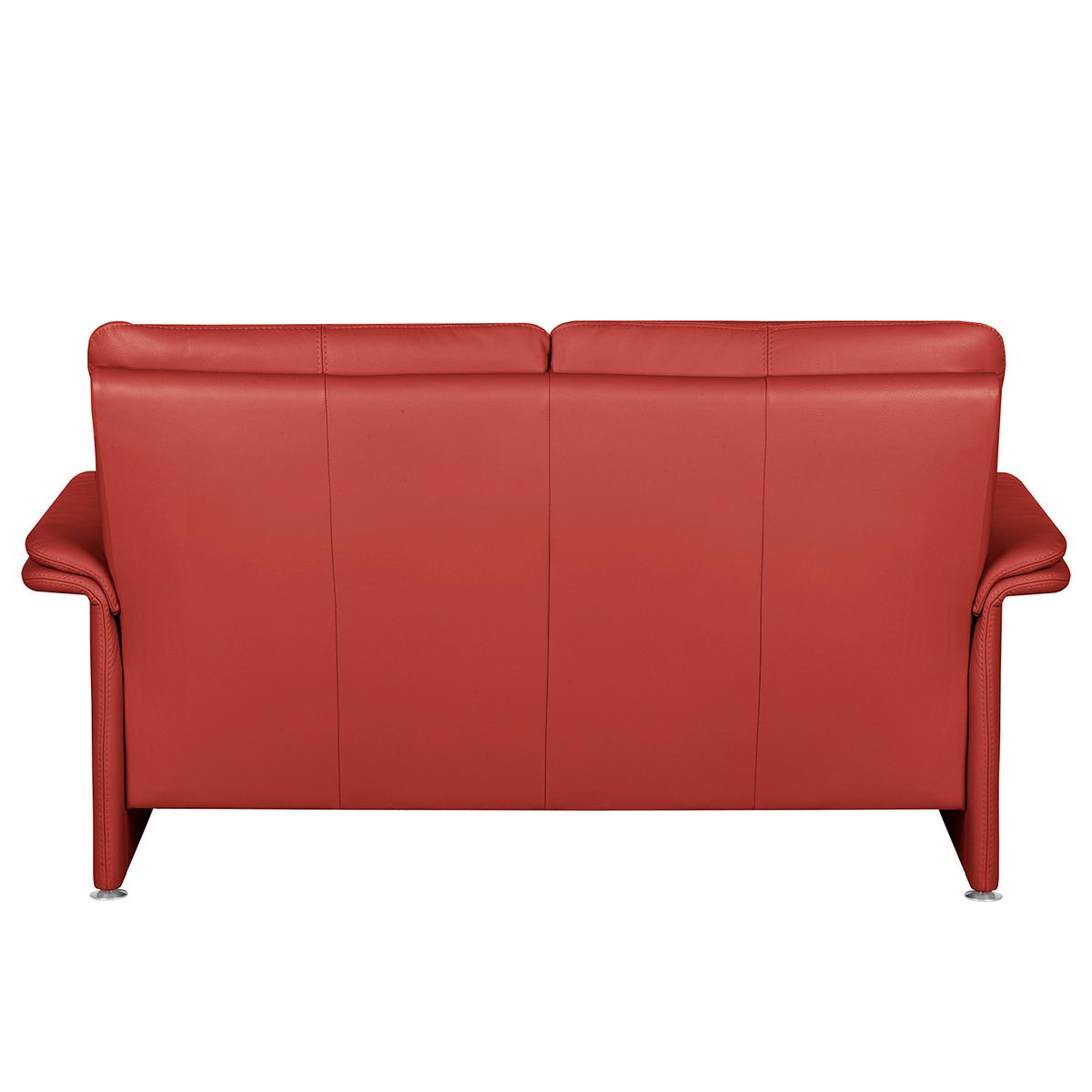 2-Sitzer-Sofa Comodo Echtleder Rot B: 164 cm - Silberfarben/Rot, Design, Leder (164/90/88cm) - Livetastic