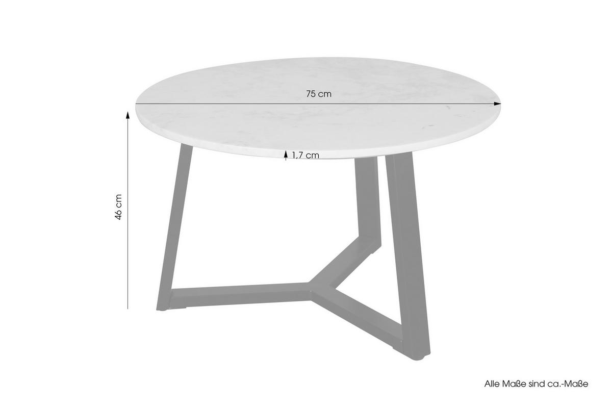 Couchtisch Cross Weiß/schwarz D: 75 Cm - Schwarz/Weiß, Design, Stein/Metall (75/46/75cm) - MID.YOU