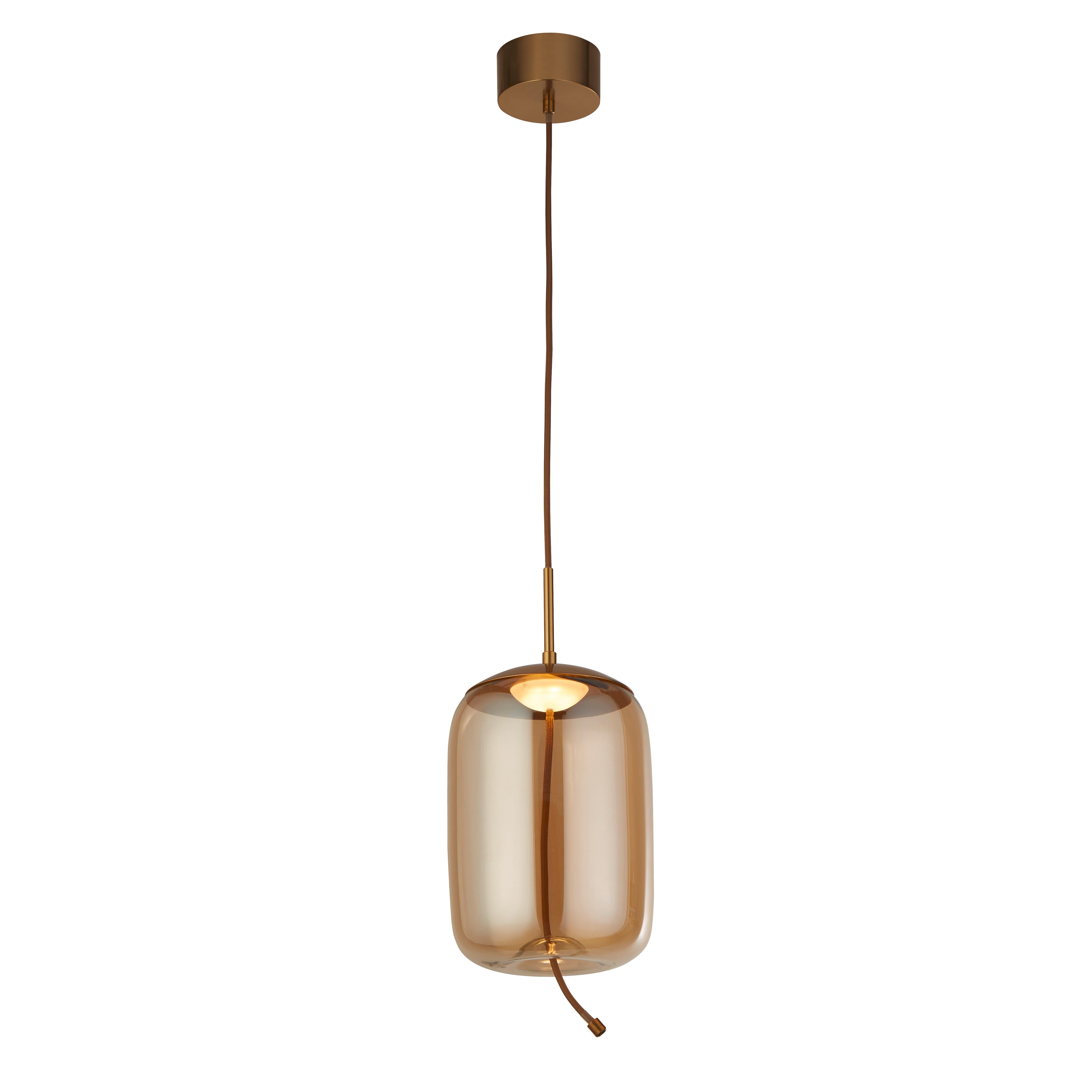LED-Pendelleuchte 75132-1am - Bernsteinfarben, Basics, Glas/Metall (18/18/43-150cm)