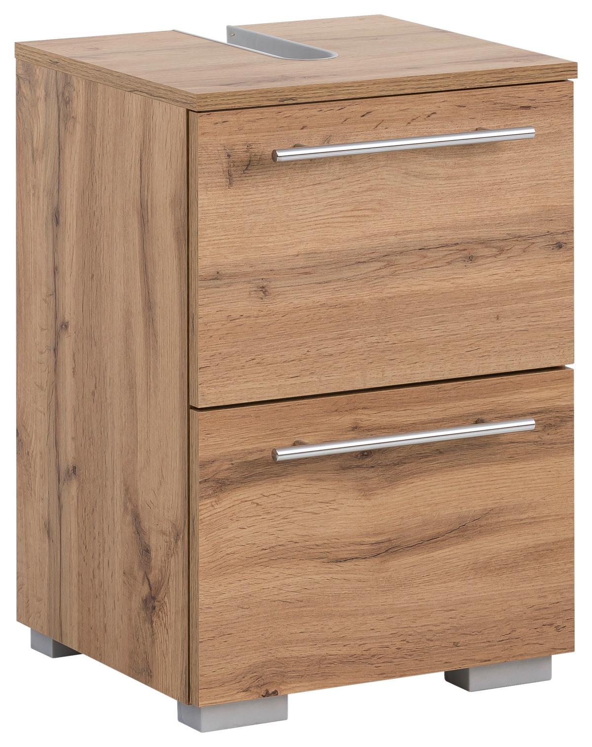 Waschbeckenunterschrank Carlos B: 40,2 Cm Eichefarben - Eichefarben/Silberfarben, KONVENTIONELL, Holzwerkstoff (40,2/59,1/35cm) - MID.YOU