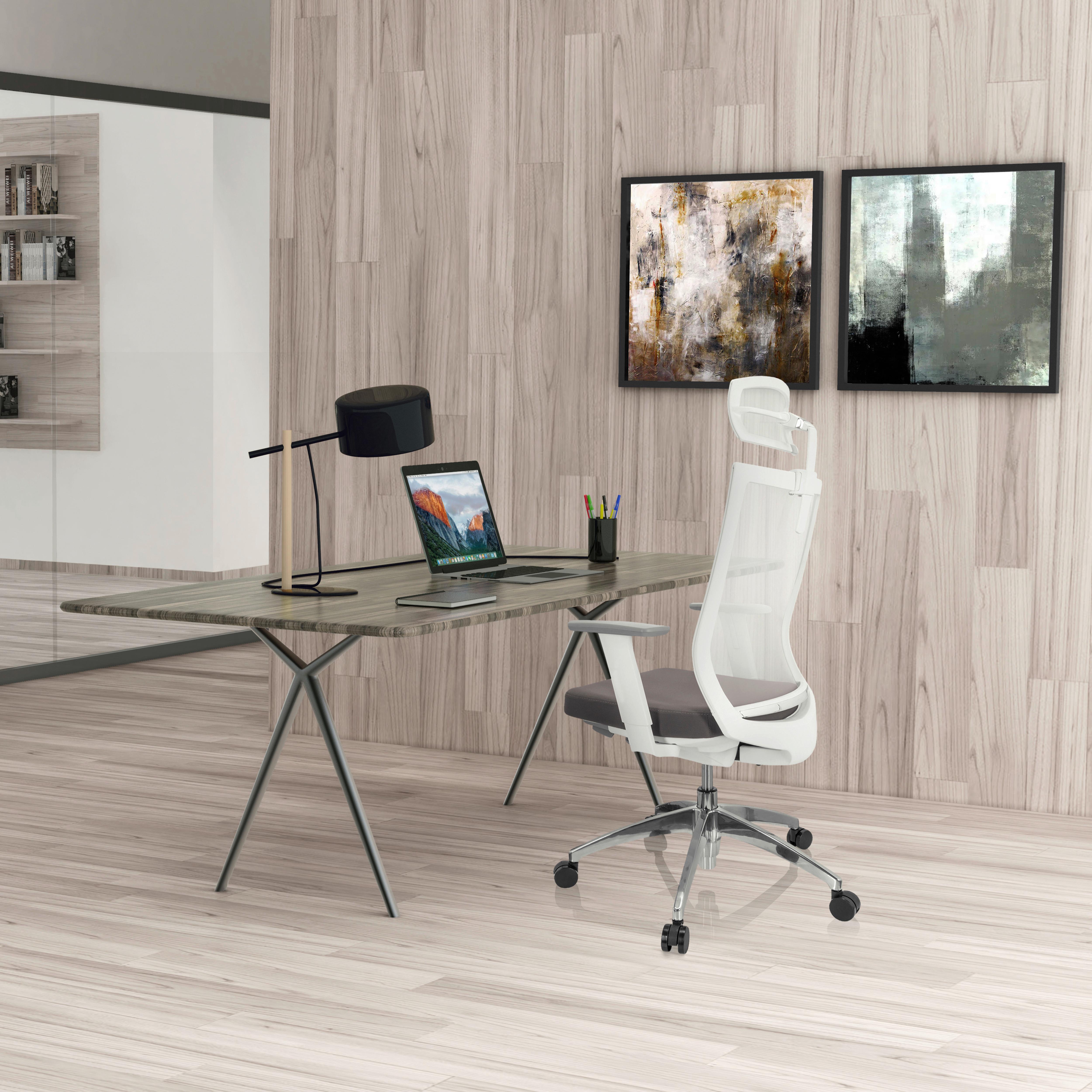 Drehstuhl Aspen White Pro - Silberfarben/Weiß, Basics, Kunststoff/Textil (63/112-122/55cm) - MID.YOU