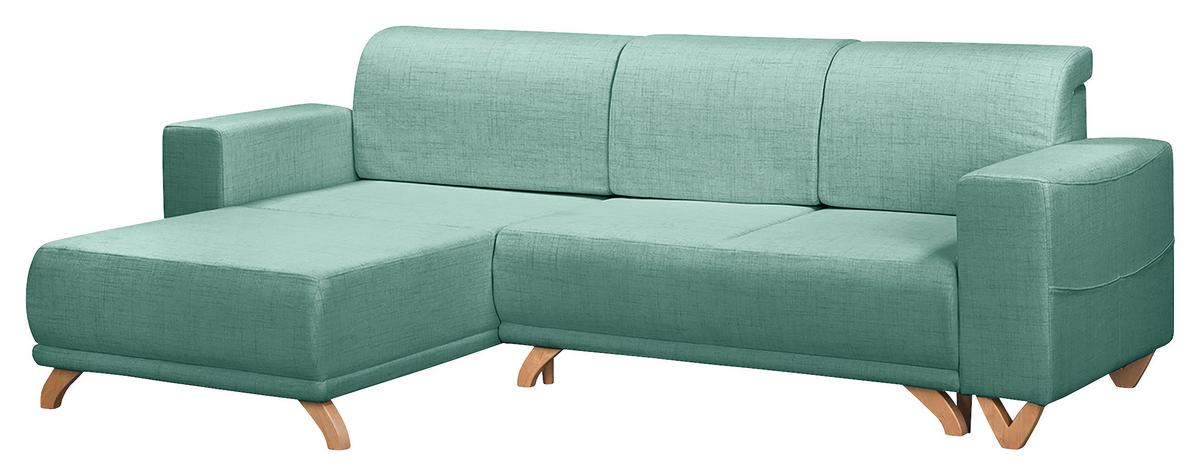 Ecksofa Bellal Mintgrün S: 257x174 Cm - Wengefarben/Mintgrün, Design, Textil (257/174cm) - Livetastic
