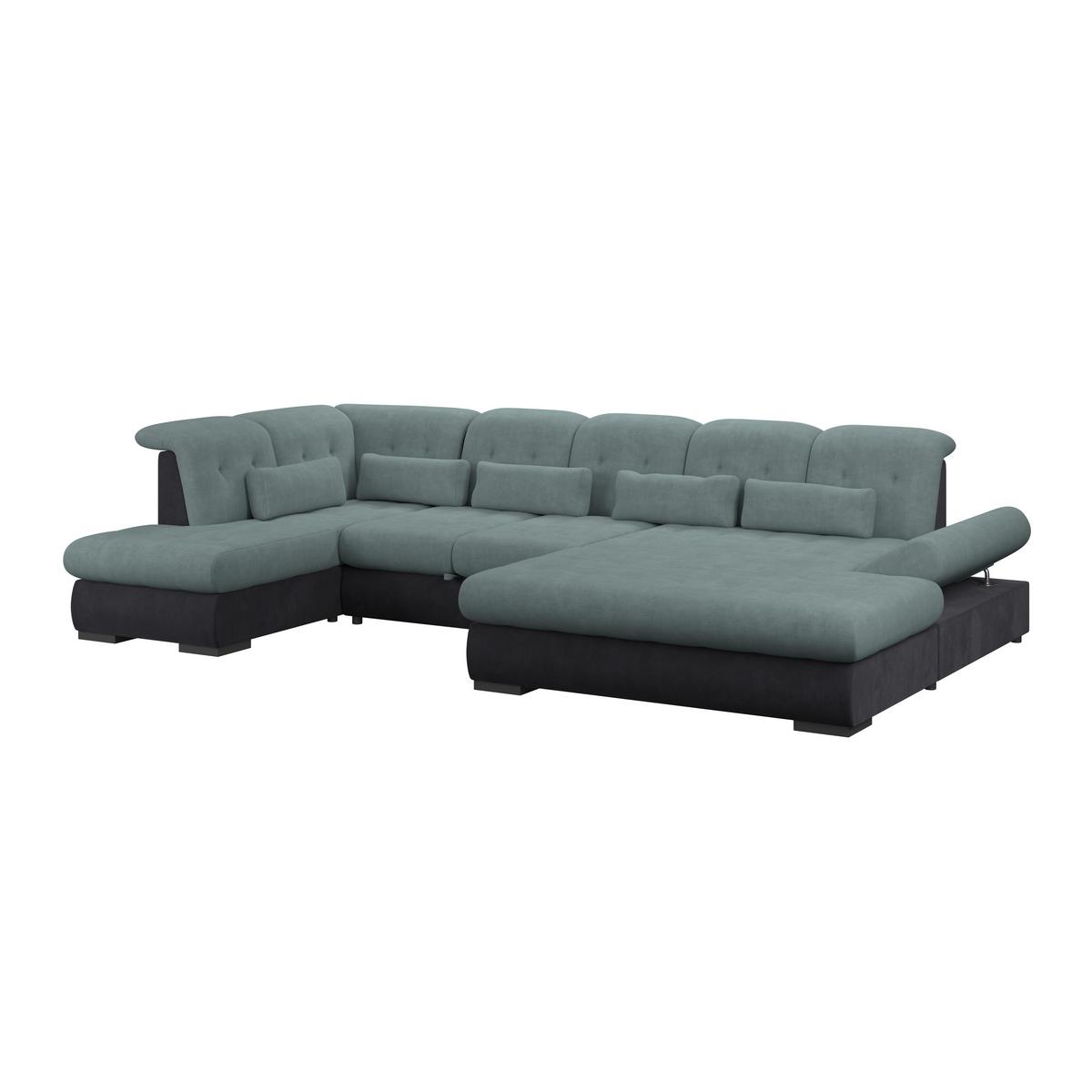 Wohnlandschaft Madera Blaugrün U: 212x358x190 cm - Blau/Anthrazit, KONVENTIONELL, Kunststoff/Textil (212/358/190cm)