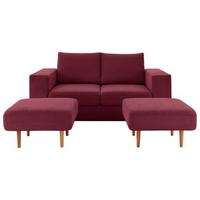4-Sitzer-Sofa Looks Rot/Beere - Eichefarben/Beere, Design, Textil (252/96/107cm) - LOOKS by W.Joop