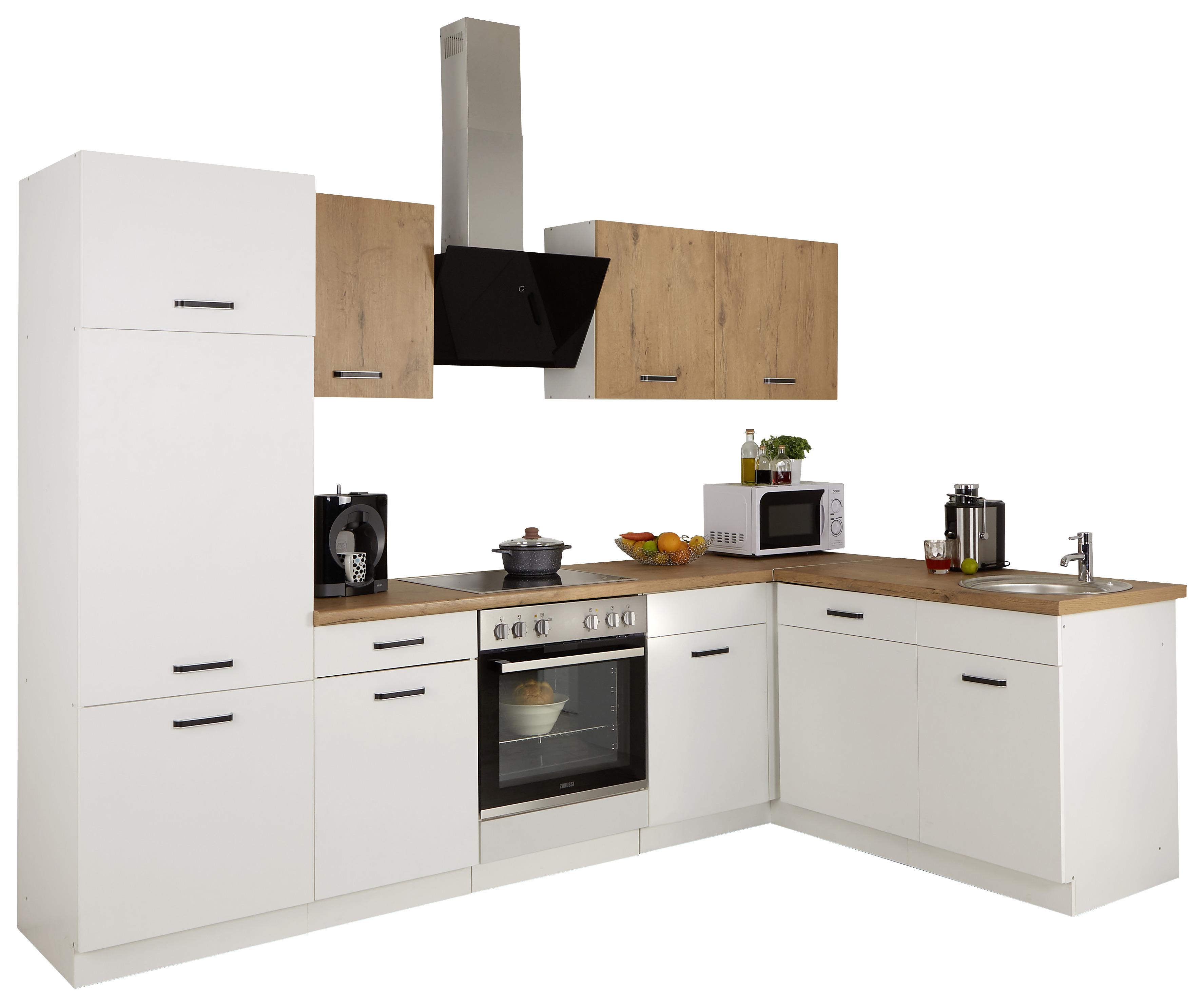 Küchenzeile Bozen ohne Geräte 280 cm Weiß/Eiche Elegant - Eichefarben/Weiß, MODERN, Holzwerkstoff (280/172cm)