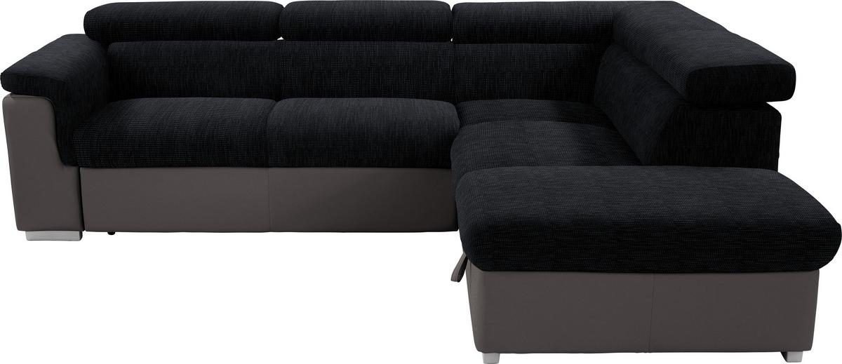 WOHNLANDSCHAFT Milla - Dunkelgrau/Silberfarben, MODERN, Holz/Textil (252/217cm)