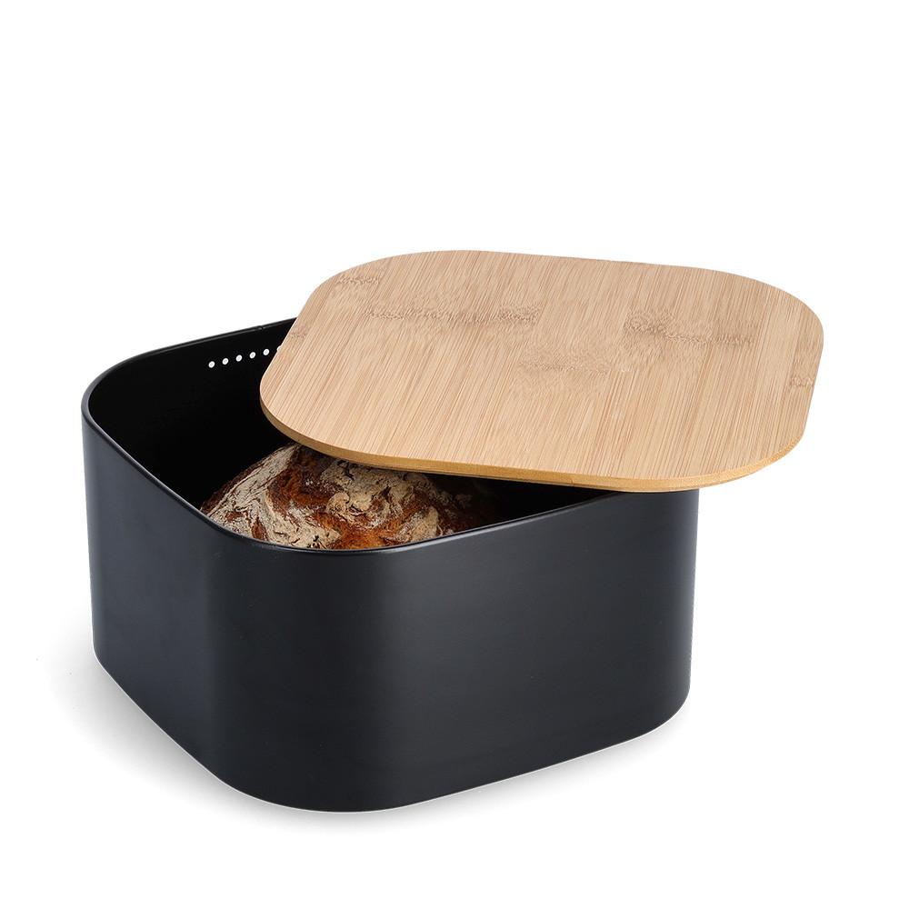 Brotkasten Schwarz B: 27 cm - Schwarz, Basics, Holz/Metall (27/27/15cm) - Zeller Present