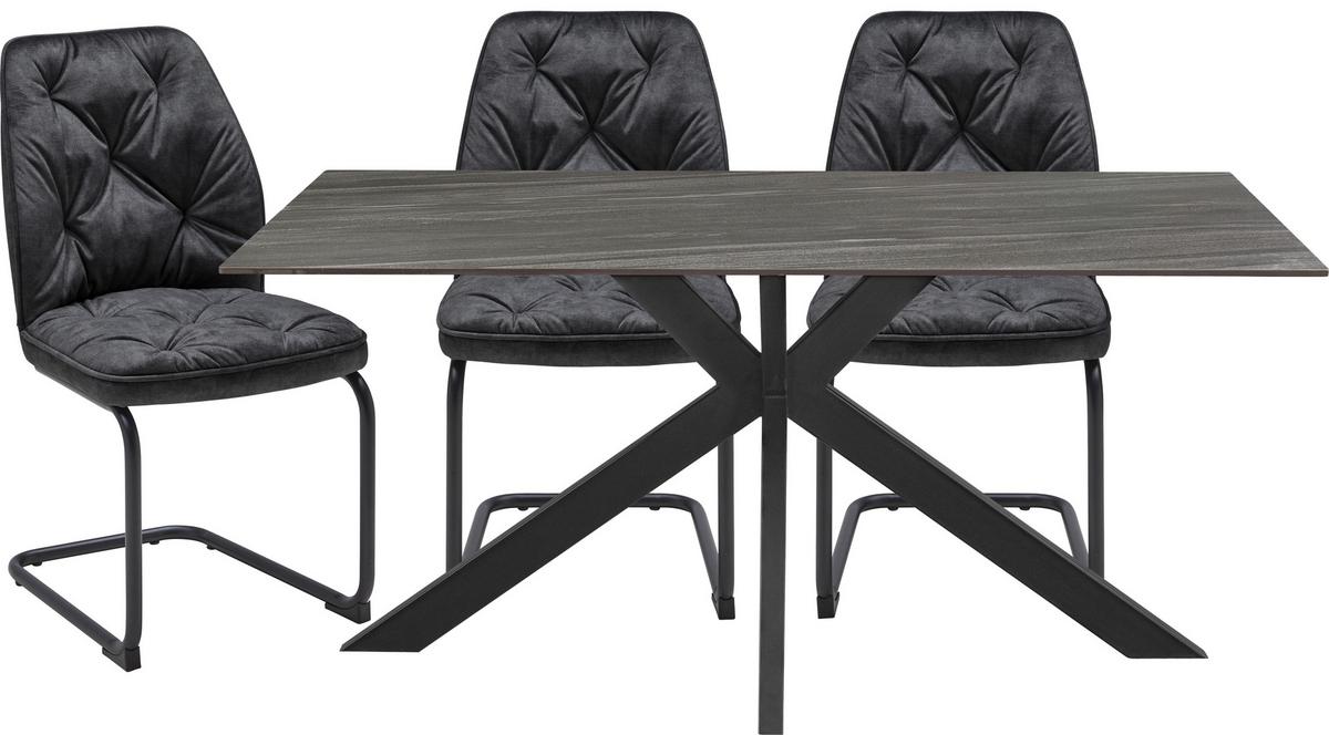 Jídelní stůl JONAS 160x90 - šedá/černá, Moderní, kov/keramika (160/90/76cm) - Mömax