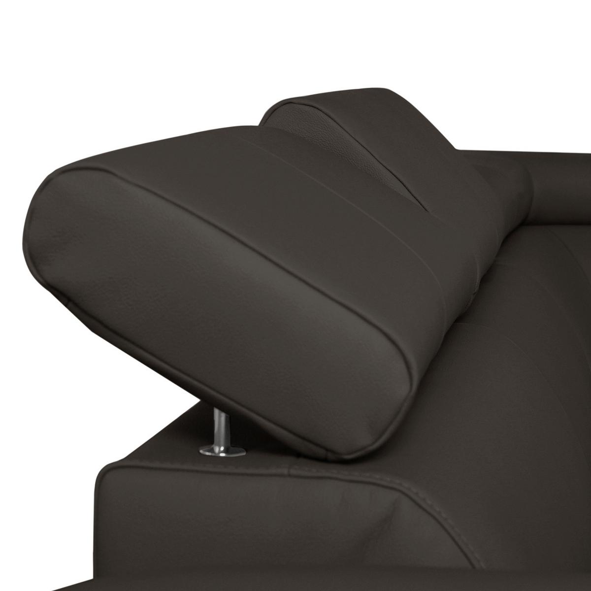 Ecksofa Lugano Teilleder Dunkelbraun 248x208 - Chromfarben/Dunkelbraun, Design, Leder/Textil (248/208cm) - Livetastic