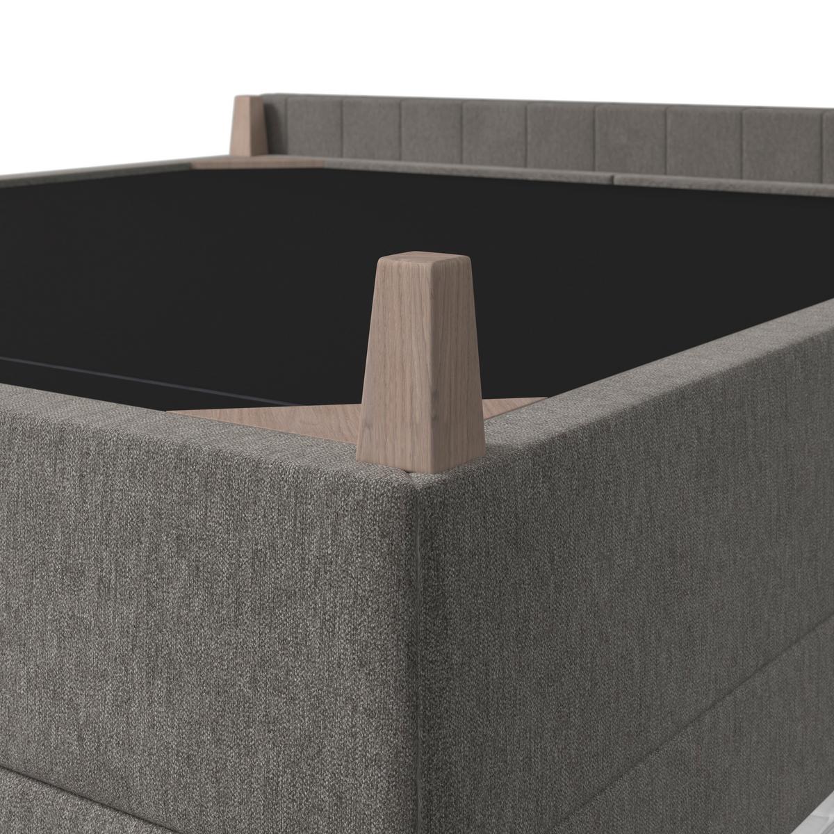 Boxspringová posteľ OLIVIA 180x200, s topperom, sivá - sivá/farba duba, Modern, drevo/textil (180/200cm) - Bessagi Home