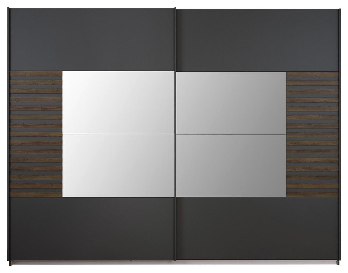 Schwebetürenschrank Barea Dunkelgrau Eiche Dekor - Eiche dunkel/Dunkelgrau, MODERN, Holzwerkstoff (271/210/62cm) - Rauch Möbel