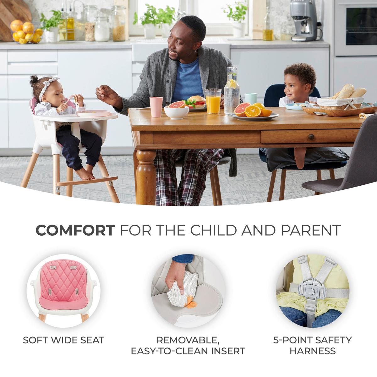 Hochstuhl Sienna Pink/Weiß, B/H/T: 57x83x60cm - Naturfarben/Rosa, Basics, Holz/Kunststoff (57/83/60cm) - Kinderkraft