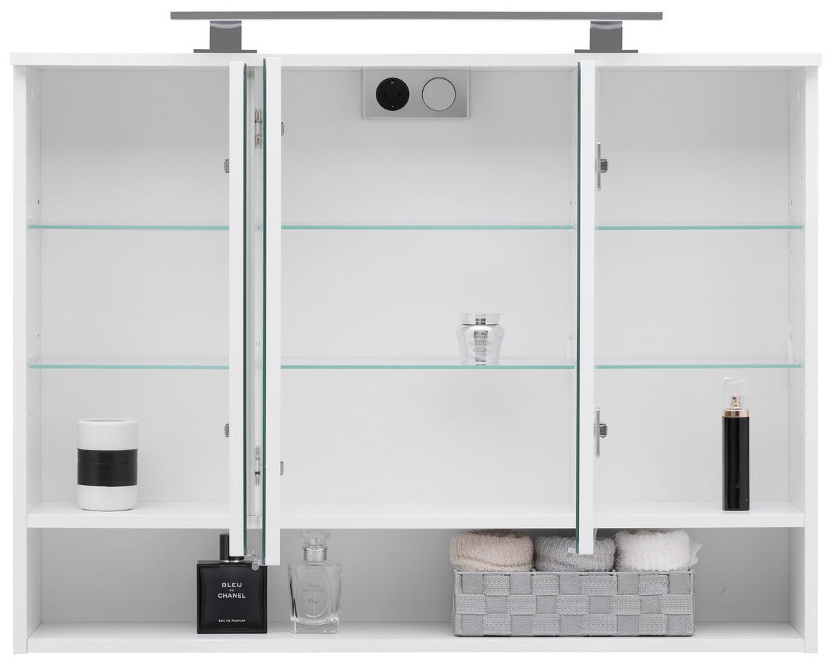 Spiegelschrank Fresh mit Led 3-Türig BxHxT: 60x75x20 cm - Weiß, KONVENTIONELL, Glas/Holzwerkstoff (100/75/20cm) - Ondega