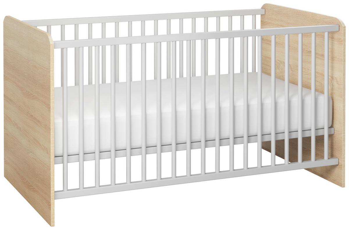 Gitterbett Wiki 70x140 Cm Dekor Weiß/sonoma Eiche - Weiß/Sonoma Eiche, KONVENTIONELL, Holzwerkstoff (144/82cm) - MID.YOU