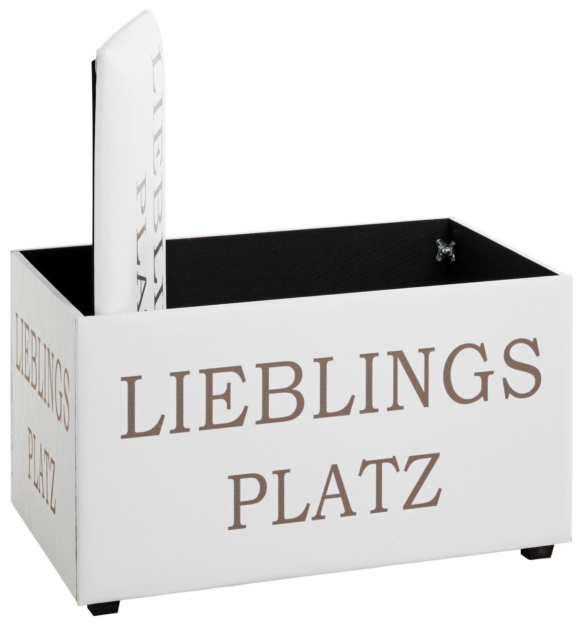 Truhenbank Lieblingsplatz Motiv - Goldfarben/Weiß, Basics, Holzwerkstoff/Textil (65/42/40cm)