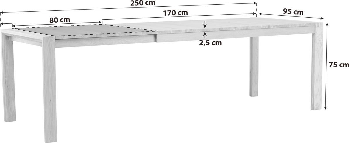 Jídelní stůl SLIDER 170-250x95cm - barvy dubu, Design, dřevo (170/95/75cm) - Livetastic