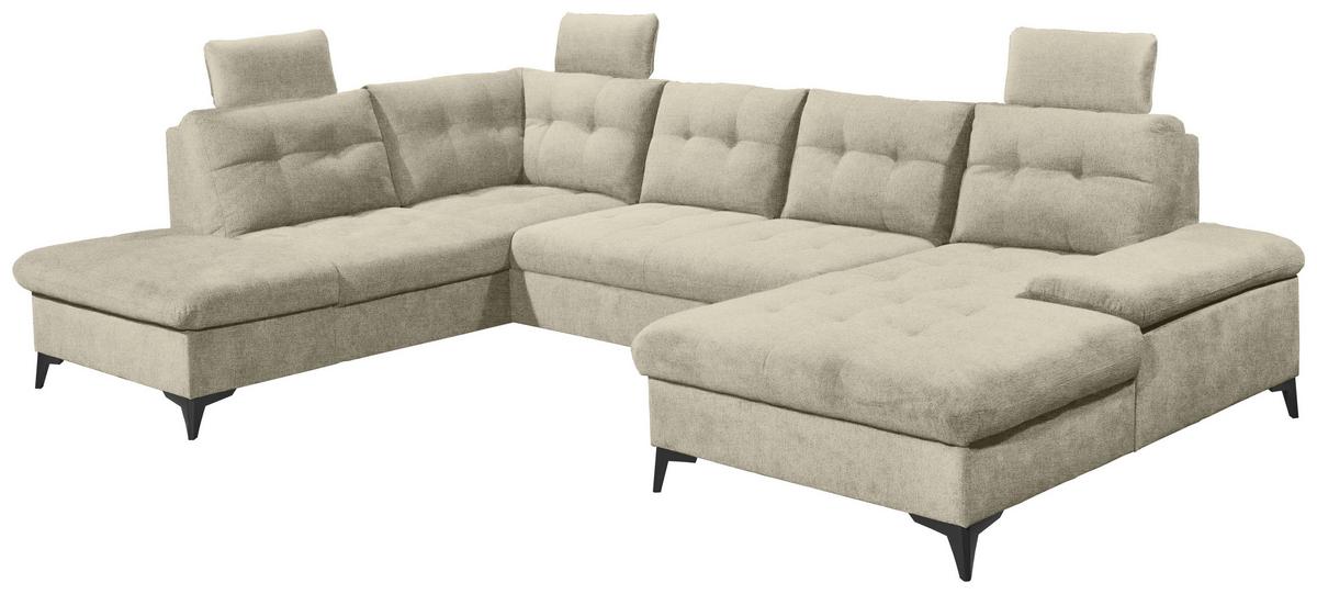 Wohnlandschaft Durban U Braun U: 218/324/170 Cm - Beige/Schwarz, KONVENTIONELL, Textil (218/324/170cm) - MID.YOU
