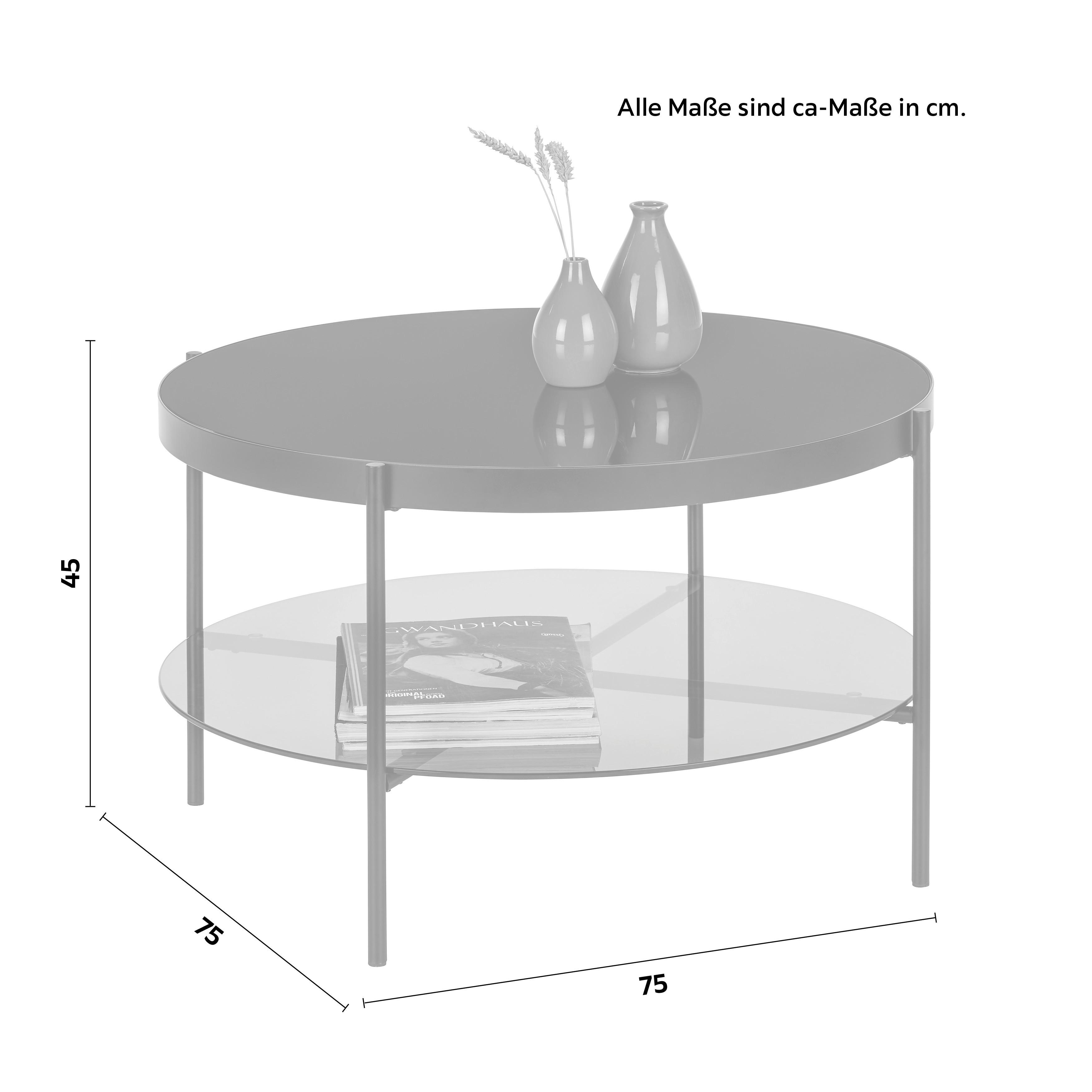 Kulatý konfereční stolek ze skla Aiko - černá, Moderní, kov/sklo (75/75/45cm) - Mömax