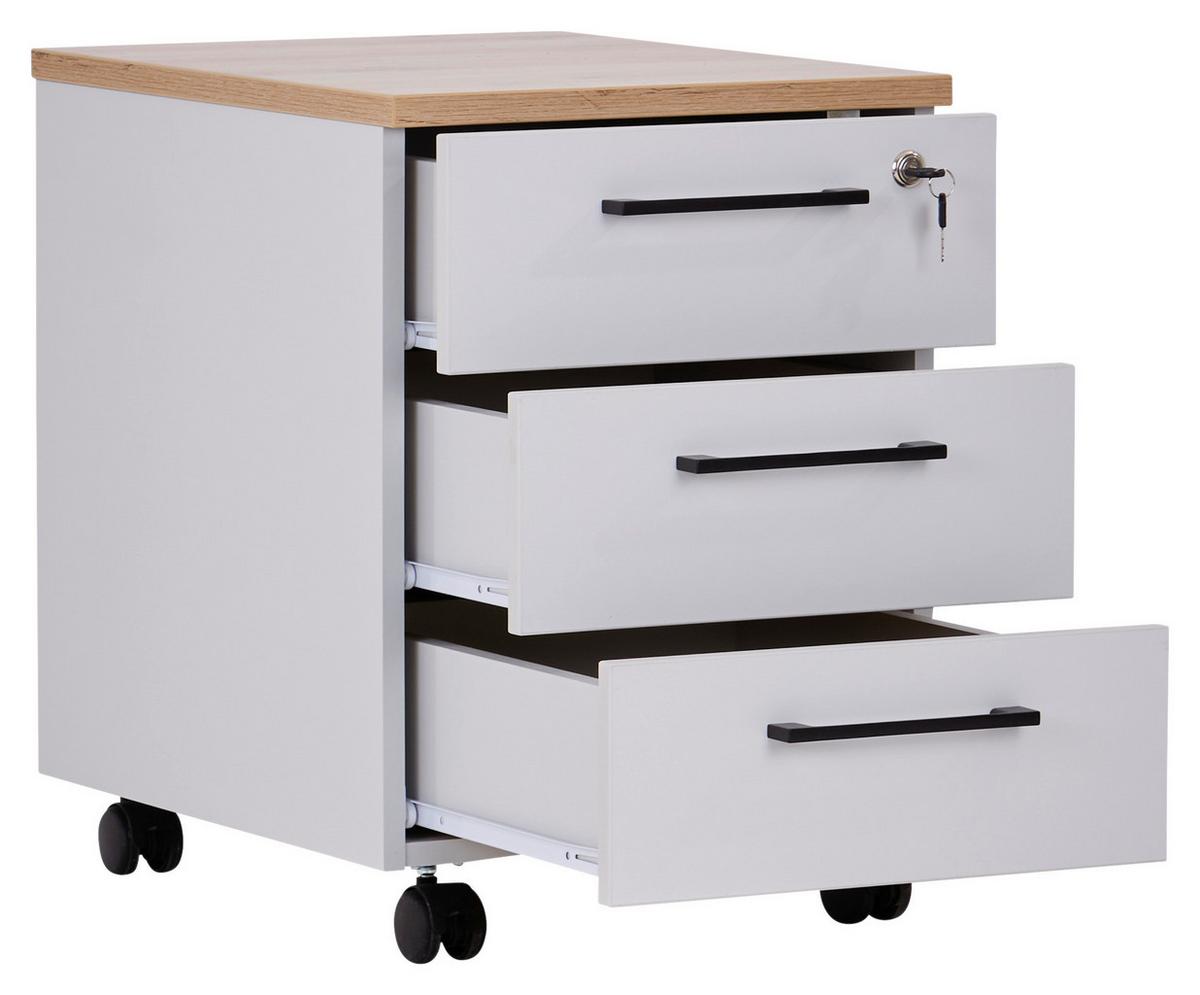 Pojazdný kontajner KONTOR K7 - čierna/sivá, Modern, kompozitné drevo (43/58.4/55.3cm)