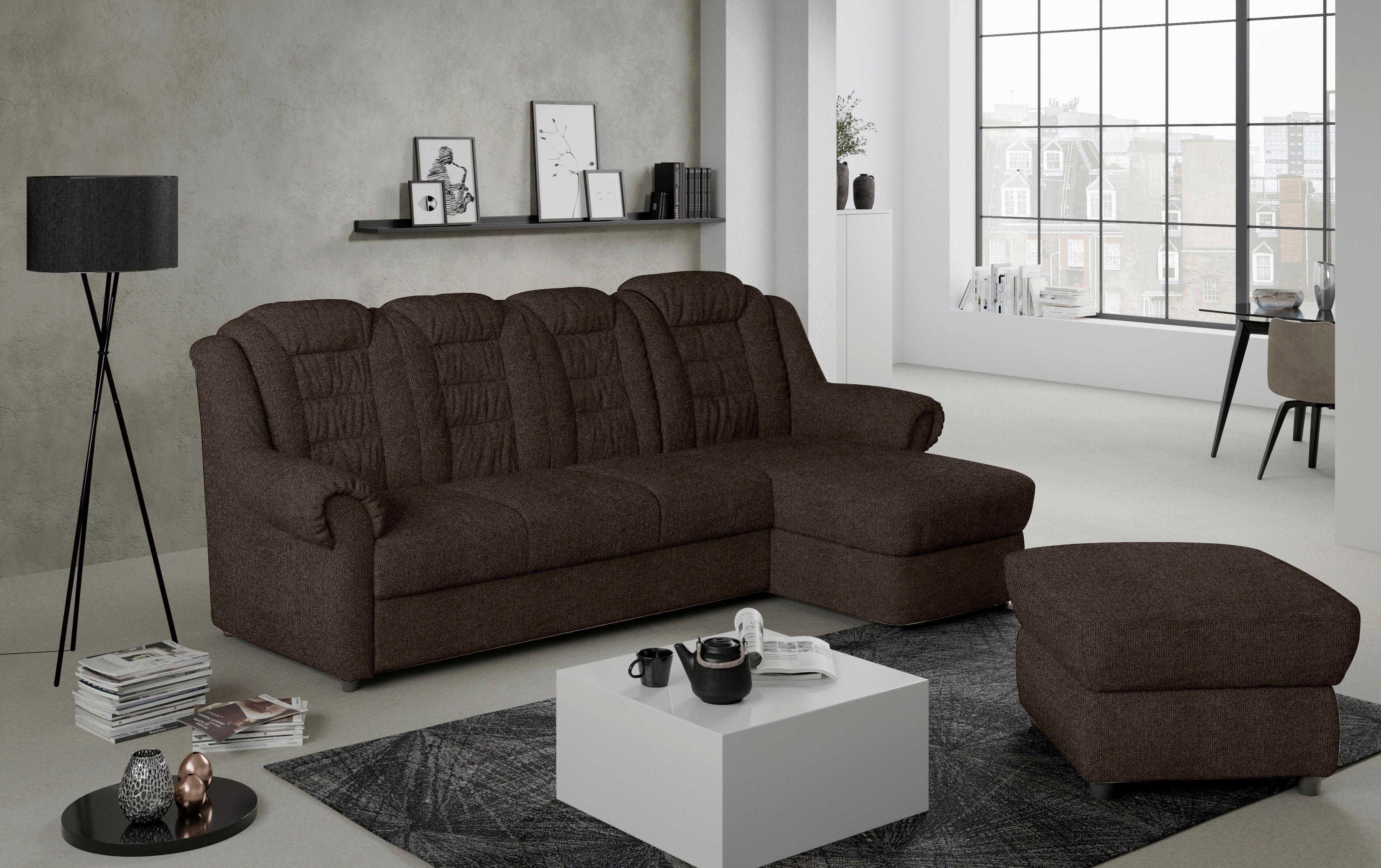 Ecksofa Boston Braun Chenille - Schwarz/Braun, KONVENTIONELL, Textil (262/165cm) - Livetastic