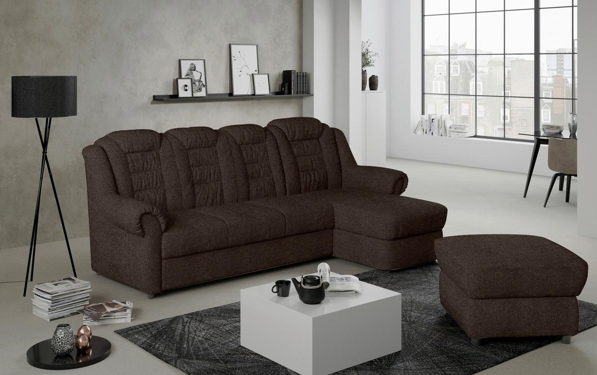 Ecksofa Boston Braun Chenille - Schwarz/Braun, KONVENTIONELL, Textil (262/165cm) - Livetastic