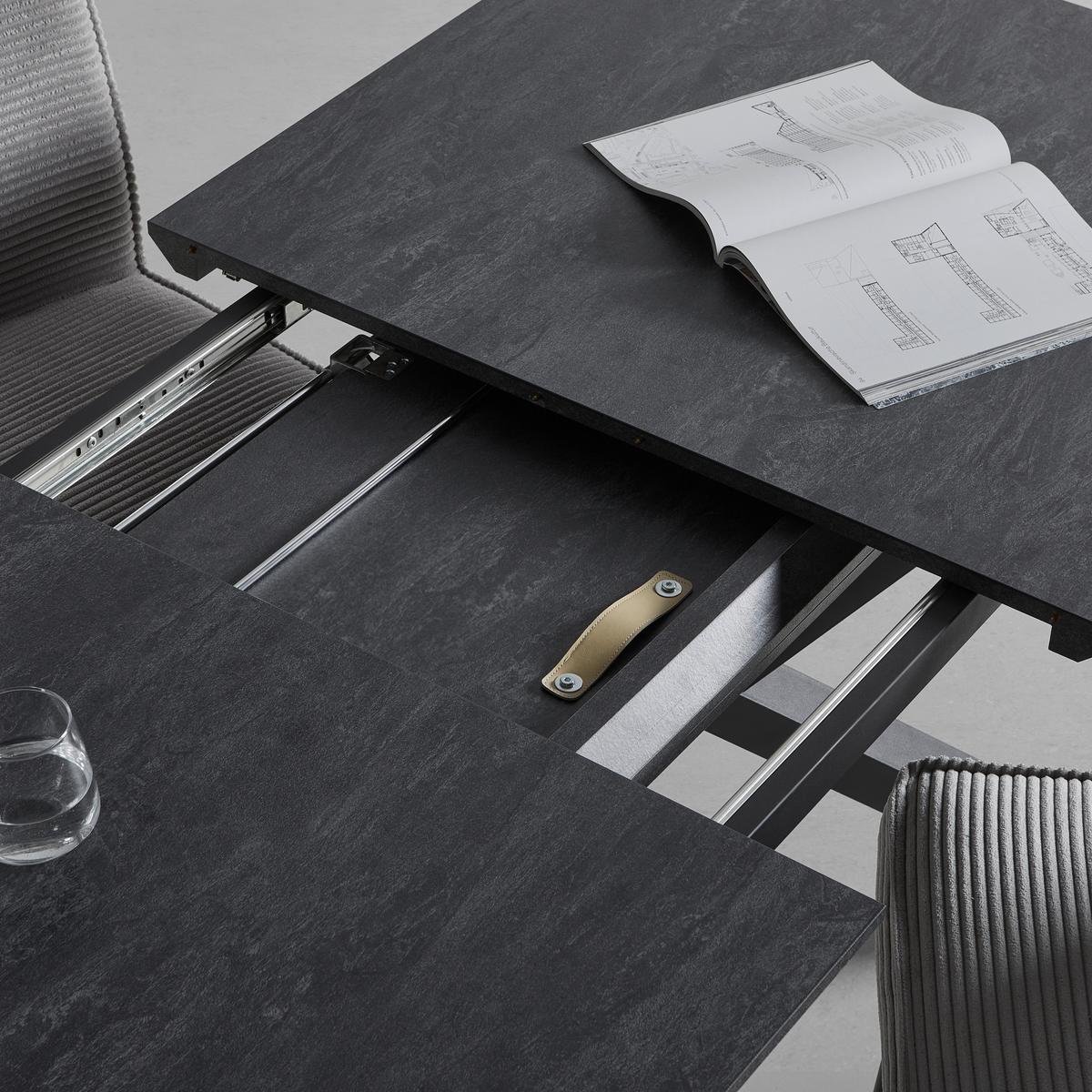 Rozkládací jídelní stůl KIANO 160-220 x 90cm - černá/antracitová, Moderní, kov/kompozitní dřevo (160-220/90/76cm) - Mömax