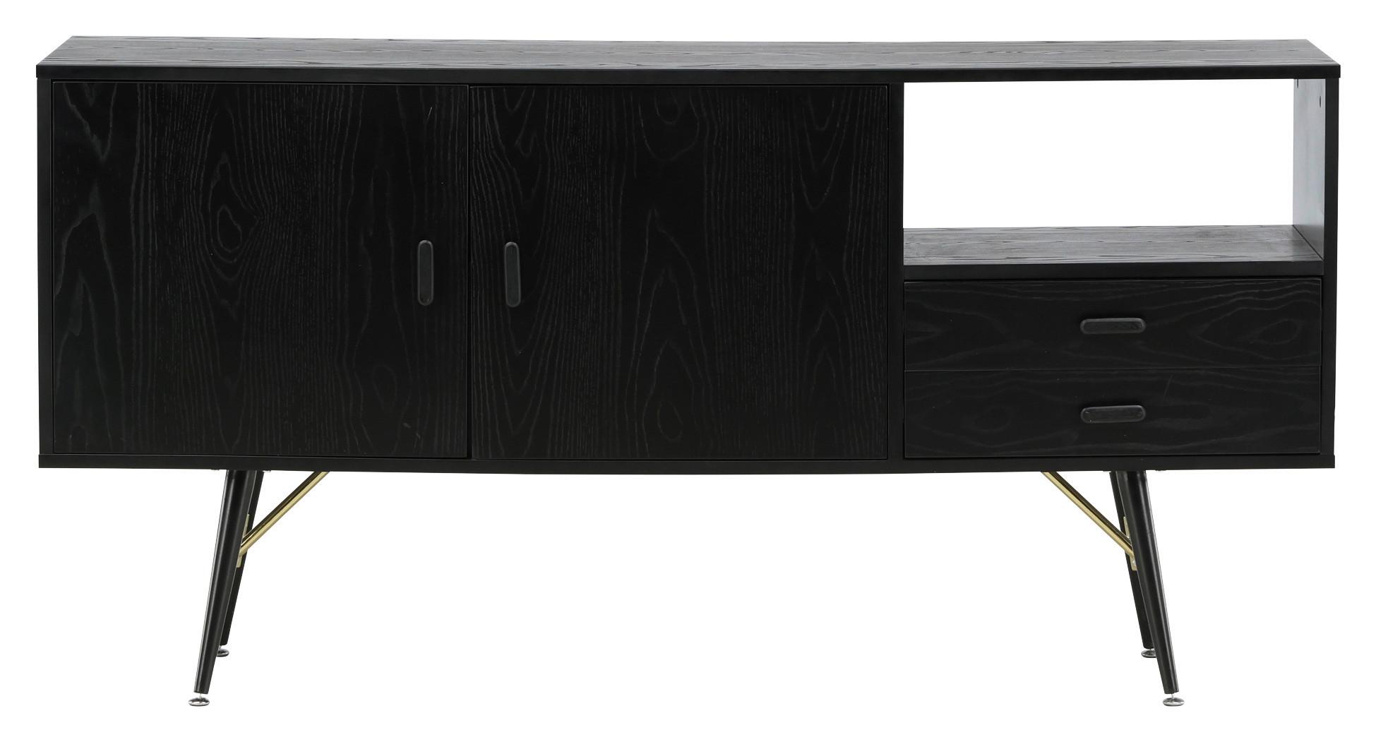 Lowboard Gold - Schwarz, Design, Holzwerkstoff/Metall (160/80/46cm) - Livetastic