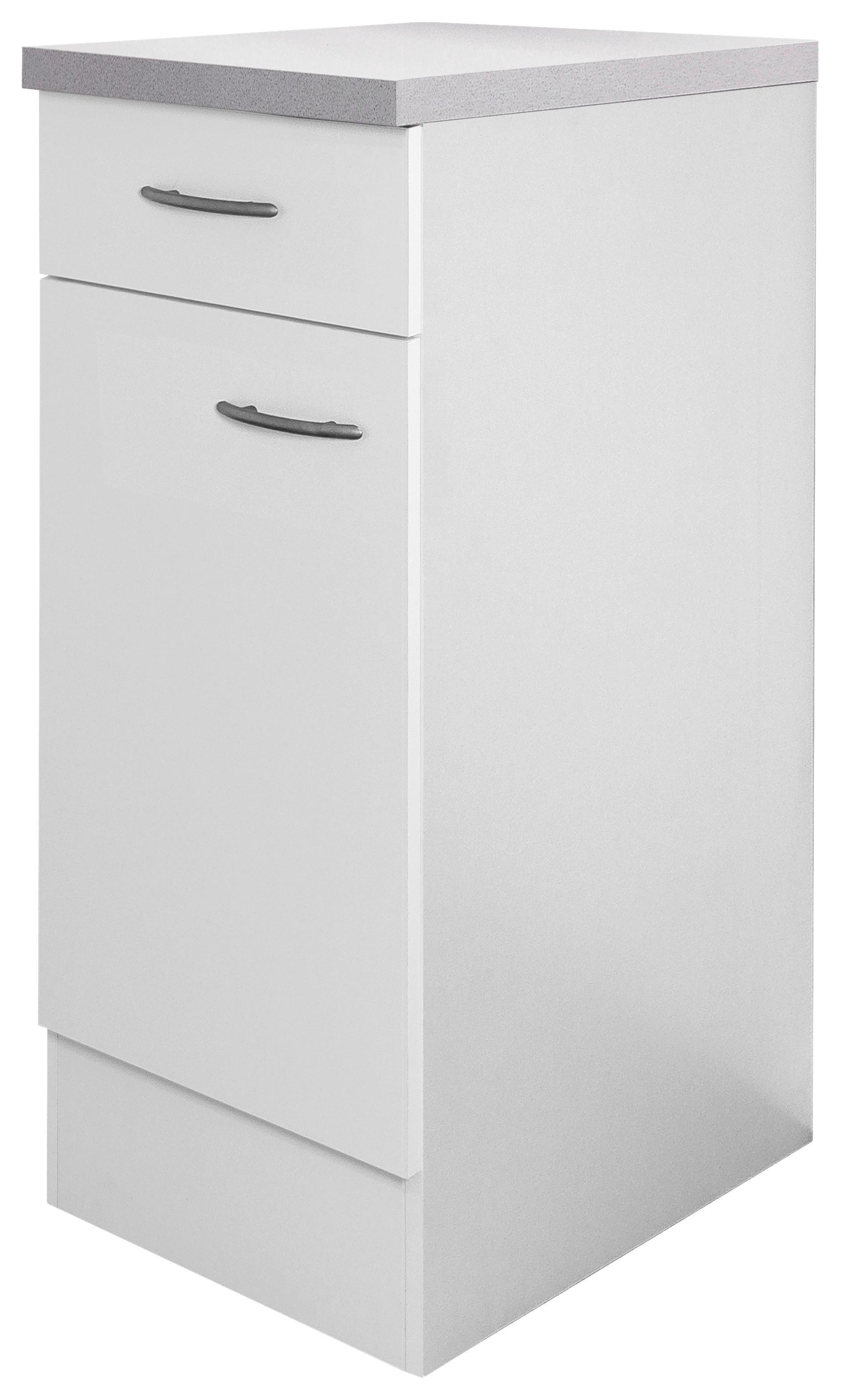 Spodná kuchynská skrinka WITO - biela/farba ušľachtilej ocele, kompozitné drevo/plast (30/85/60cm) - MID.YOU