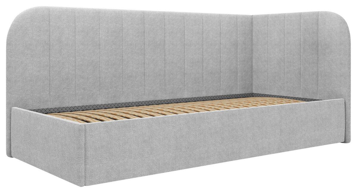 Polsterbett Millow Rechts Grau Lf: 90x200 Cm - Schwarz/Grau, MODERN, Holz/Holzwerkstoff (90/200cm) - MID.YOU