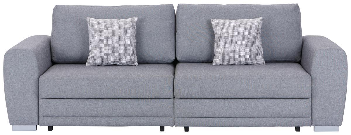 Big Sofa mit Schlaffunktion & Bettkasten Concord Grau - Chromfarben/Grau, Design, Textil (252/87/107cm) - Ondega