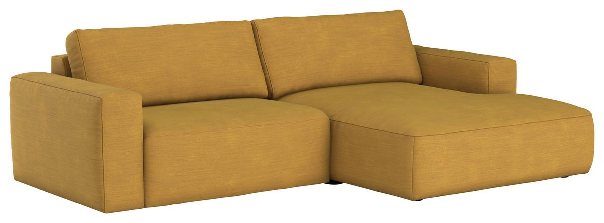 Ecksofa Lasso Senfgelb S: 283x175 cm - Senfgelb/Schwarz, MODERN, Textil (283/175cm) - MID.YOU