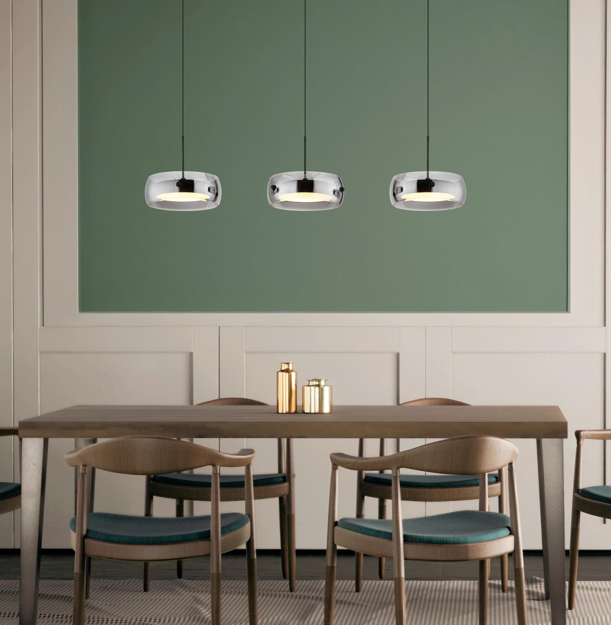 Led-hängeleuchte 3000k, 30w, 3000k - Schwarz/Weiß, Design, Glas/Kunststoff (85/20/120cm) - Globo