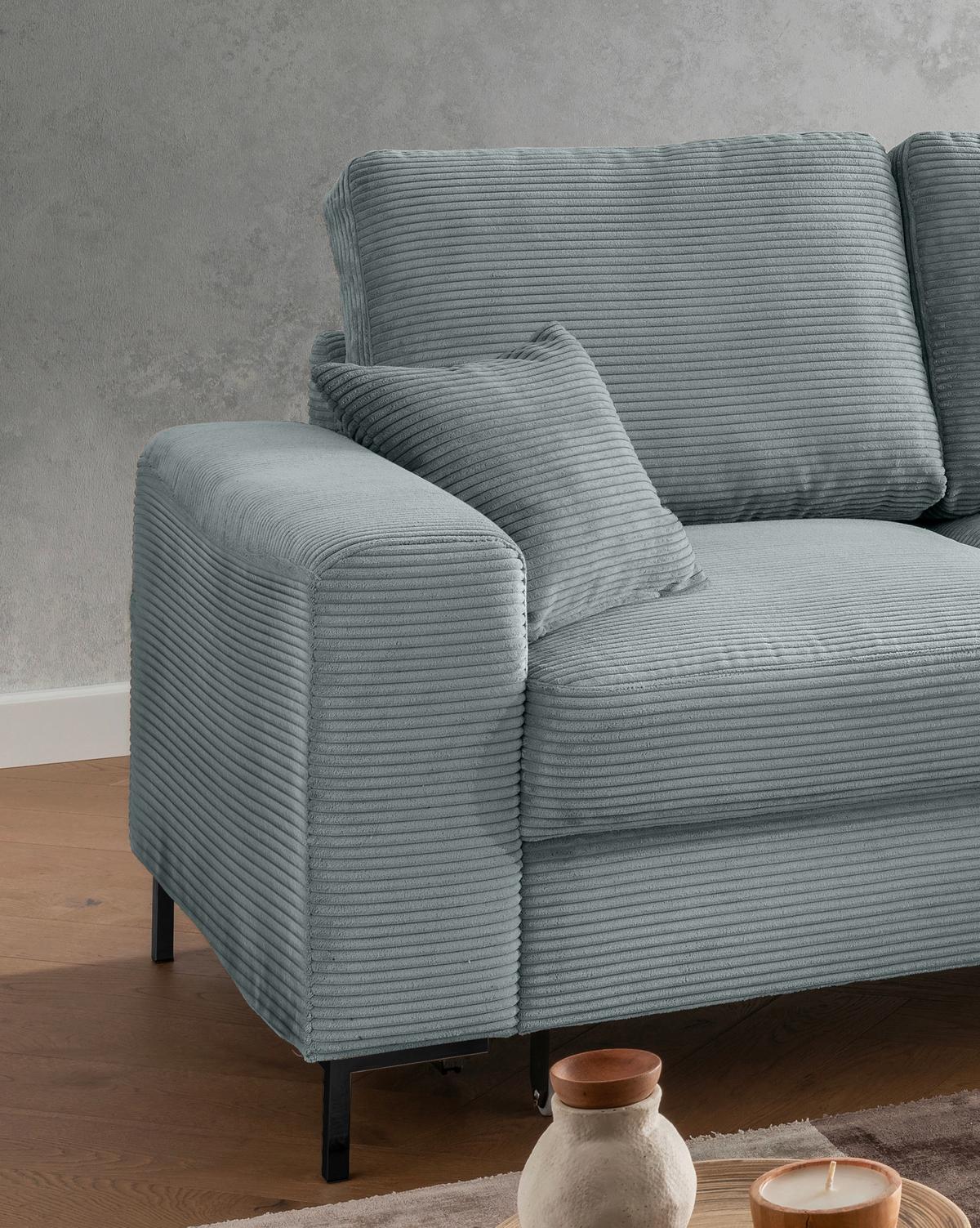 Eckschlafsofa Zona, Hellblau S: 237x143 Cm - Schwarz/Hellblau, KONVENTIONELL, Textil (237/143cm) - Livetastic