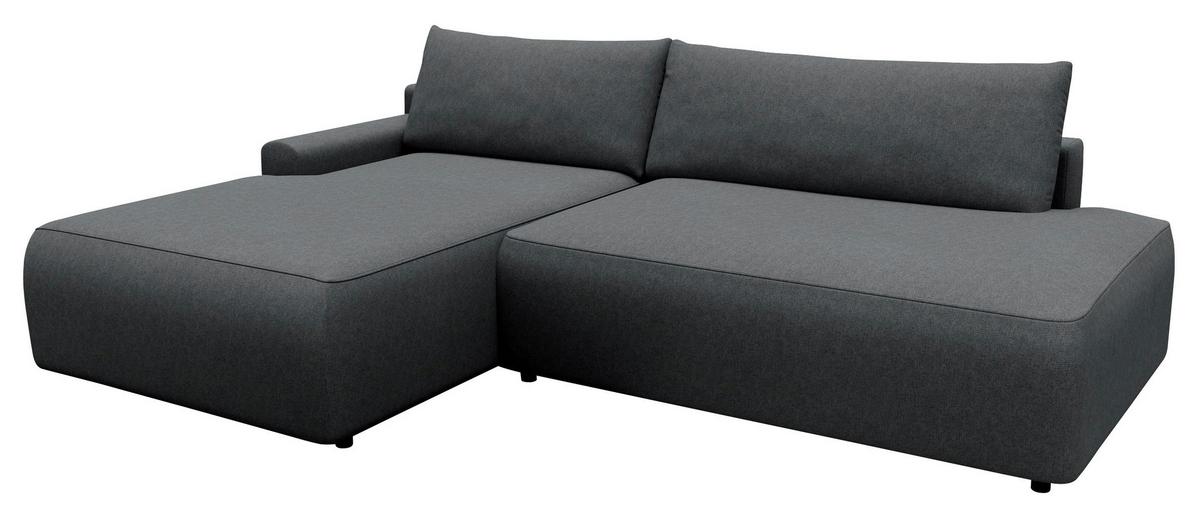 Eckschlafsofa Graphitfarben S: 167x253 cm - Schwarz/Graphitfarben, MODERN, Textil (167/253cm) - Trendmanufaktur