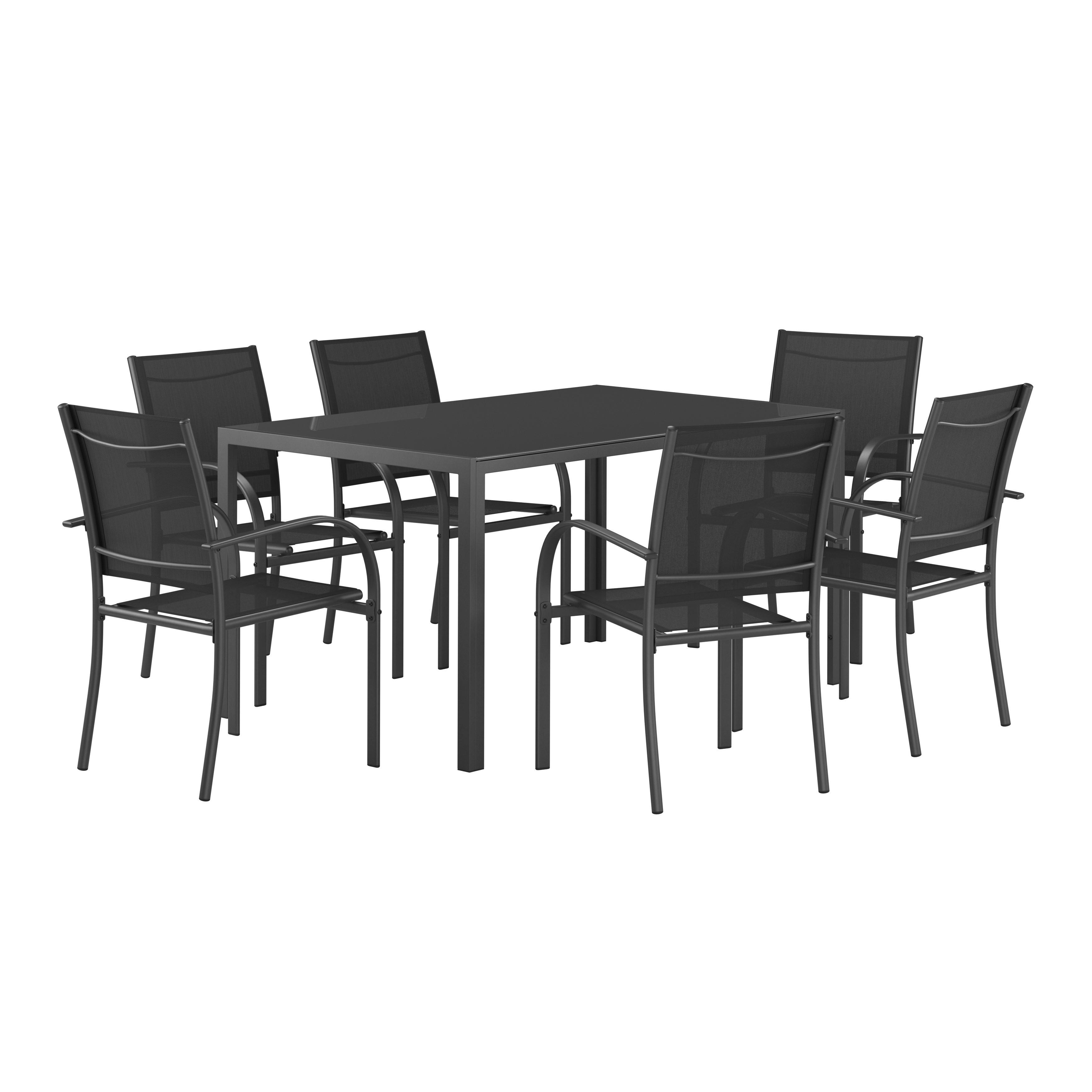 Gartenset Berlin - Schwarz, MODERN, Glas/Textil - Beldano