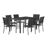 Gartenset Berlin - Schwarz, MODERN, Glas/Textil - Beldano