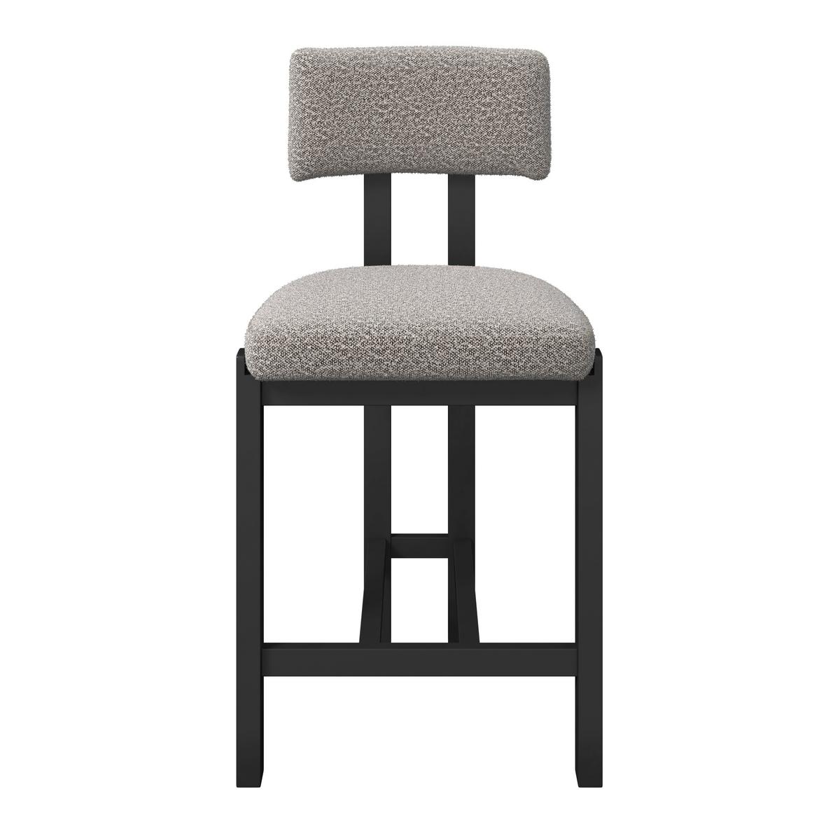 BAROVÁ STOLIČKA JONNA - čierna/svetlosivá, Modern, drevo/textil (51/102/54cm) - Bessagi Home