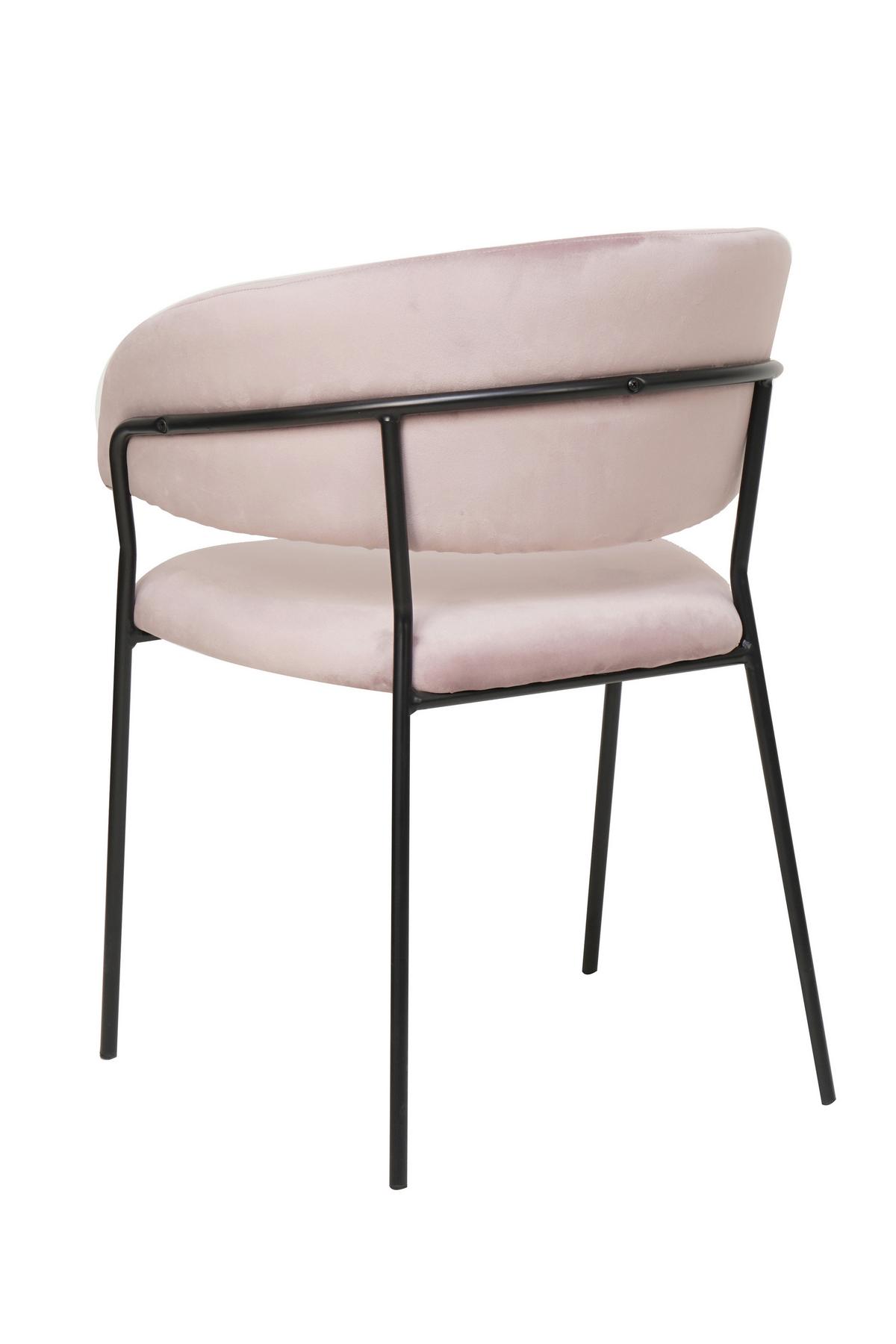 Armlehnstuhl Rosa B: 55 Cm - Schwarz/Rosa, MODERN, Textil/Metall (55/80/50cm) - Livetastic