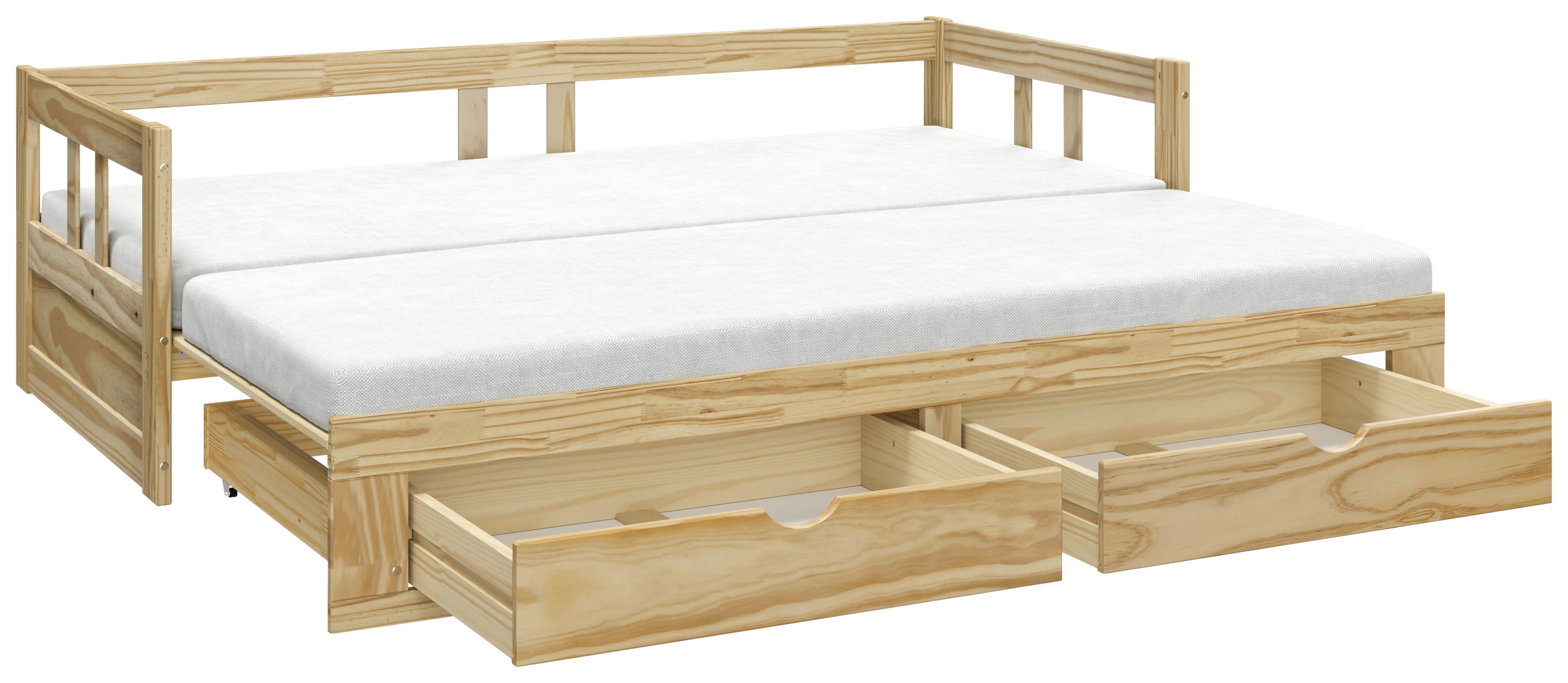 Ausziehbett Kiefer +lattenrost 90x200 cm Livio Natur - Naturfarben, MODERN, Holz/Holzwerkstoff (90/200cm) - MID.YOU
