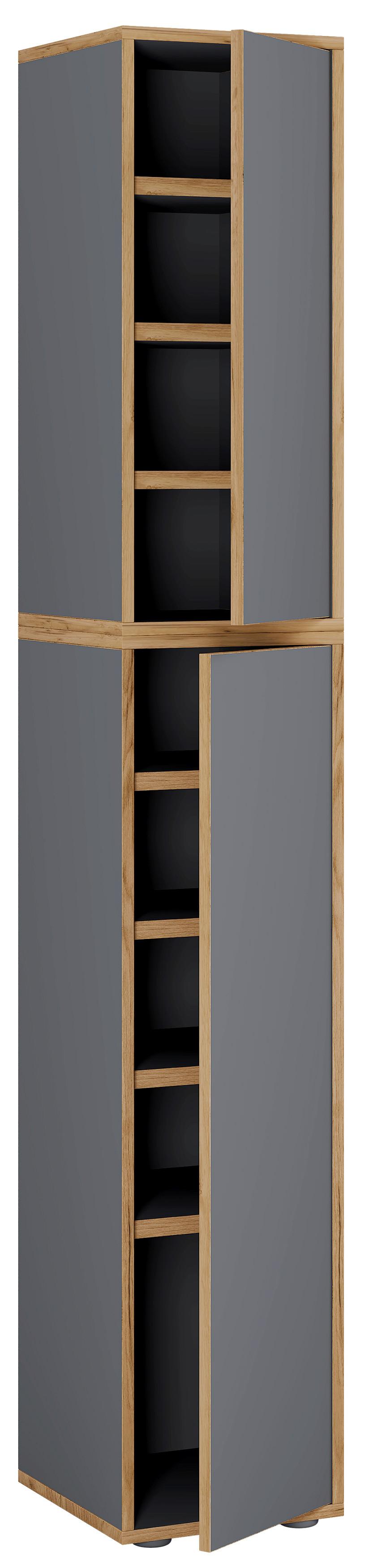Schuhschrank Salia Anthrazit/Honigeiche B: 30 cm - Honigeiche/Anthrazit, Design, Holzwerkstoff (30/183/33cm) - MID.YOU