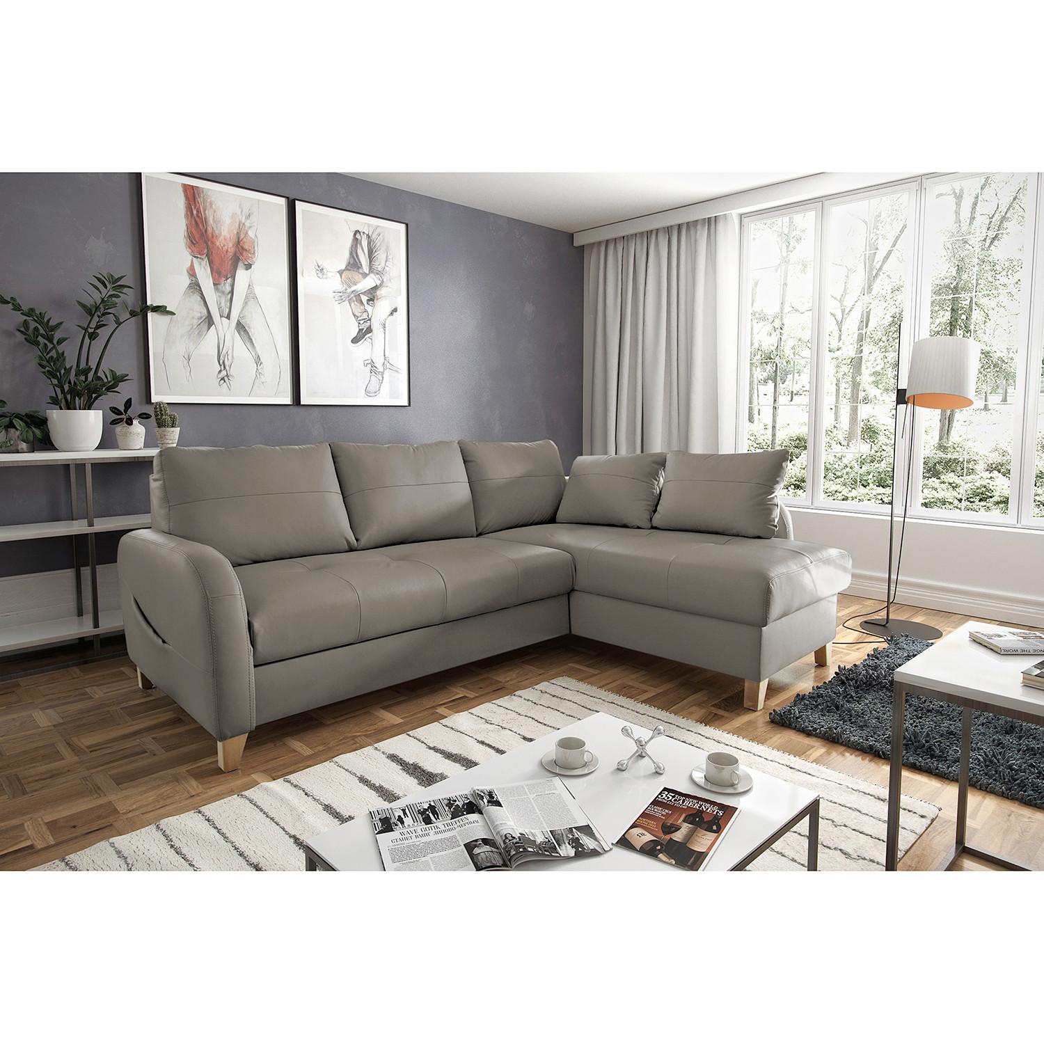 Ecksofa Compact Schlammfarben B: 227x168 cm - Schlammfarben/Buchefarben, Design, Leder/Textil (227/168cm) - Livetastic