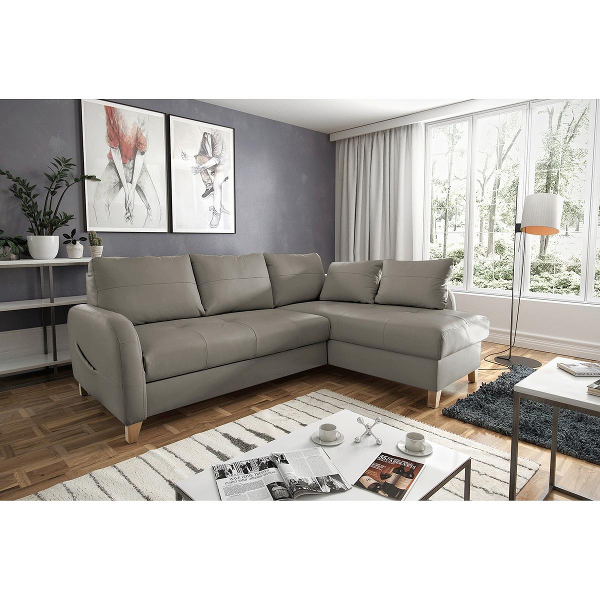 Ecksofa Compact Schlammfarben B: 227x168 cm - Schlammfarben/Buchefarben, Design, Leder/Textil (227/168cm) - Livetastic